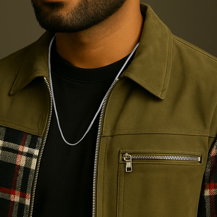 925 Sterling Silver Vertex Link Minimalist Chain for Men