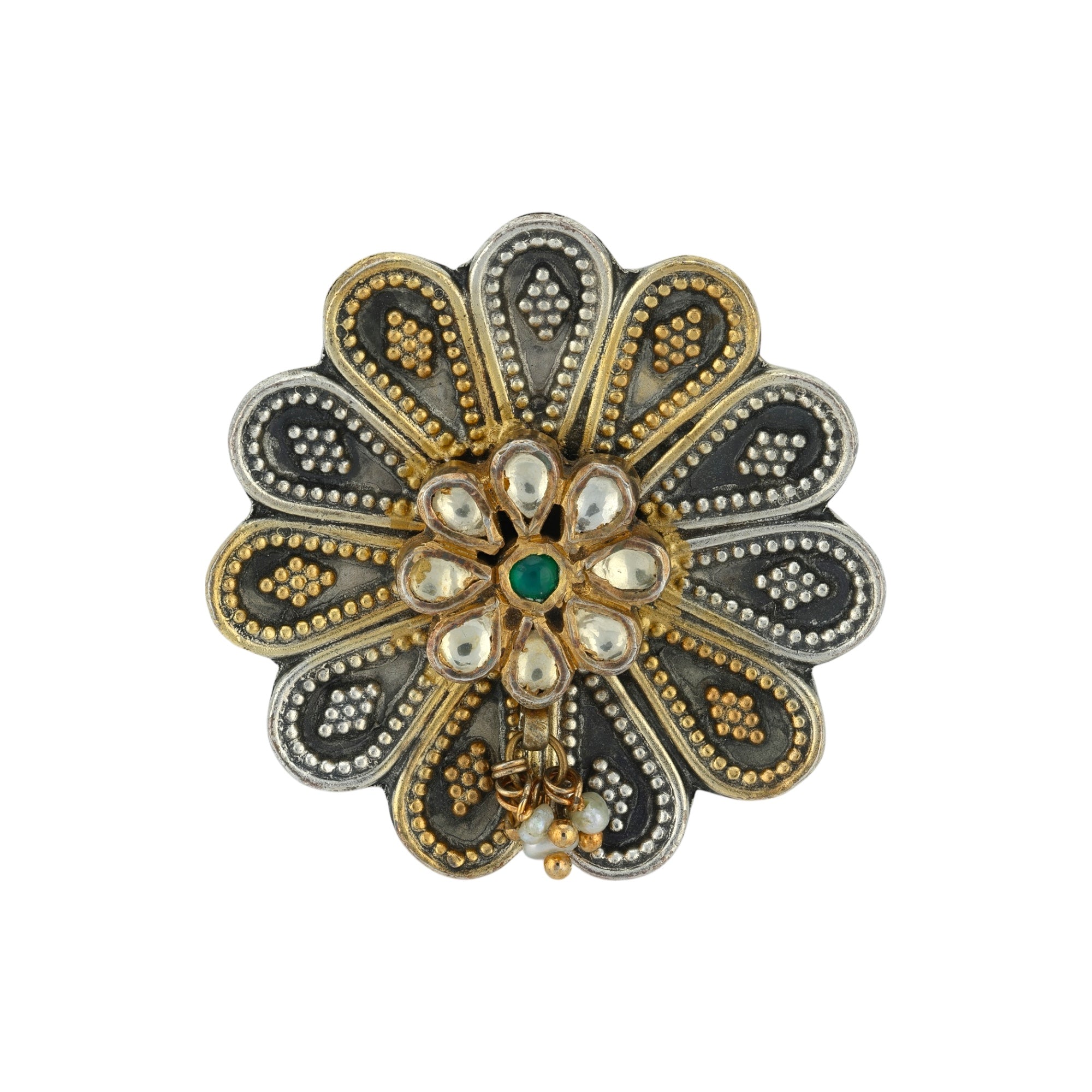 925 Sterling Silver Vintage Dual-Tone Floral Rings for Women