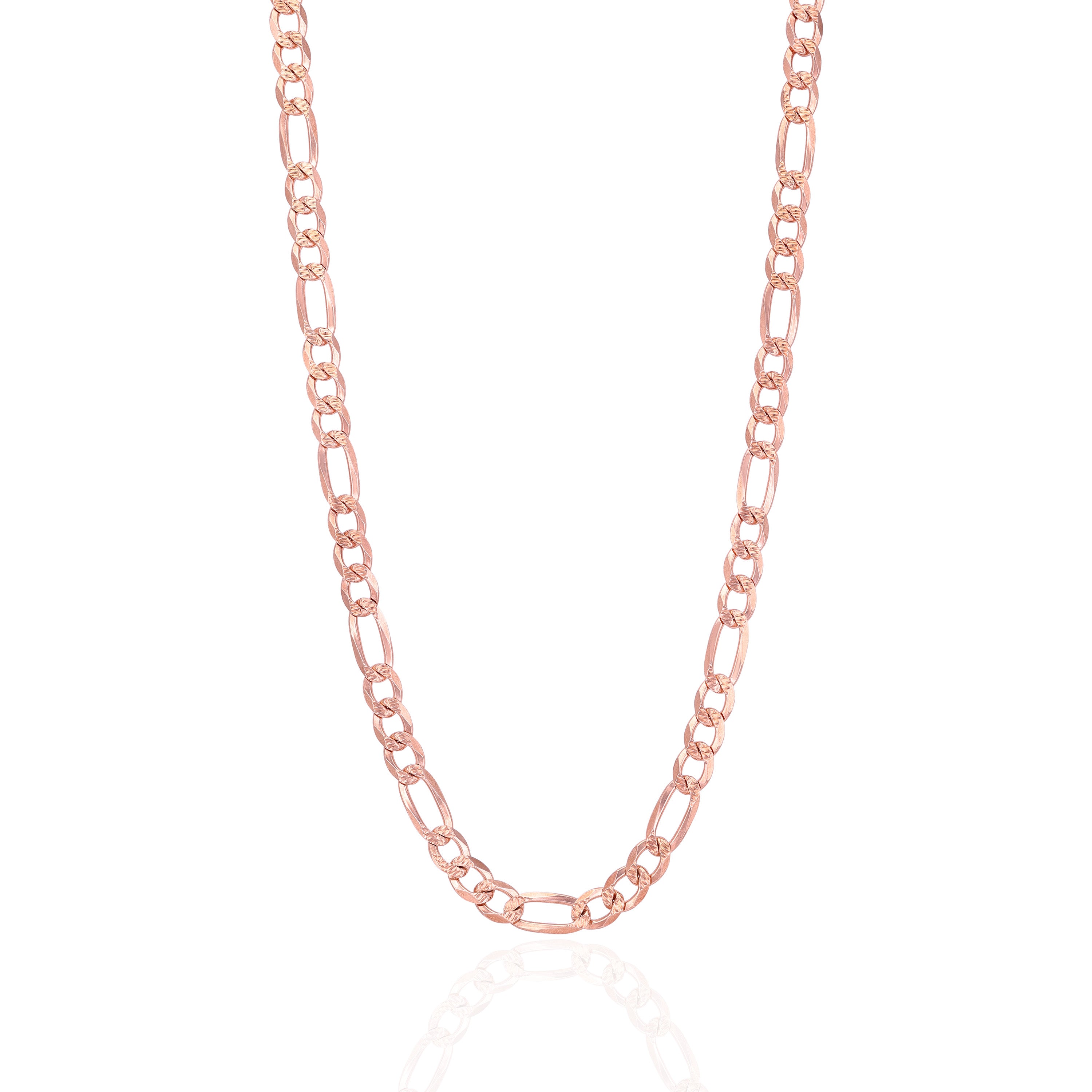 925 Sterling Silver Whispered Lace Figaro Rose Gold Plated Chain for Men