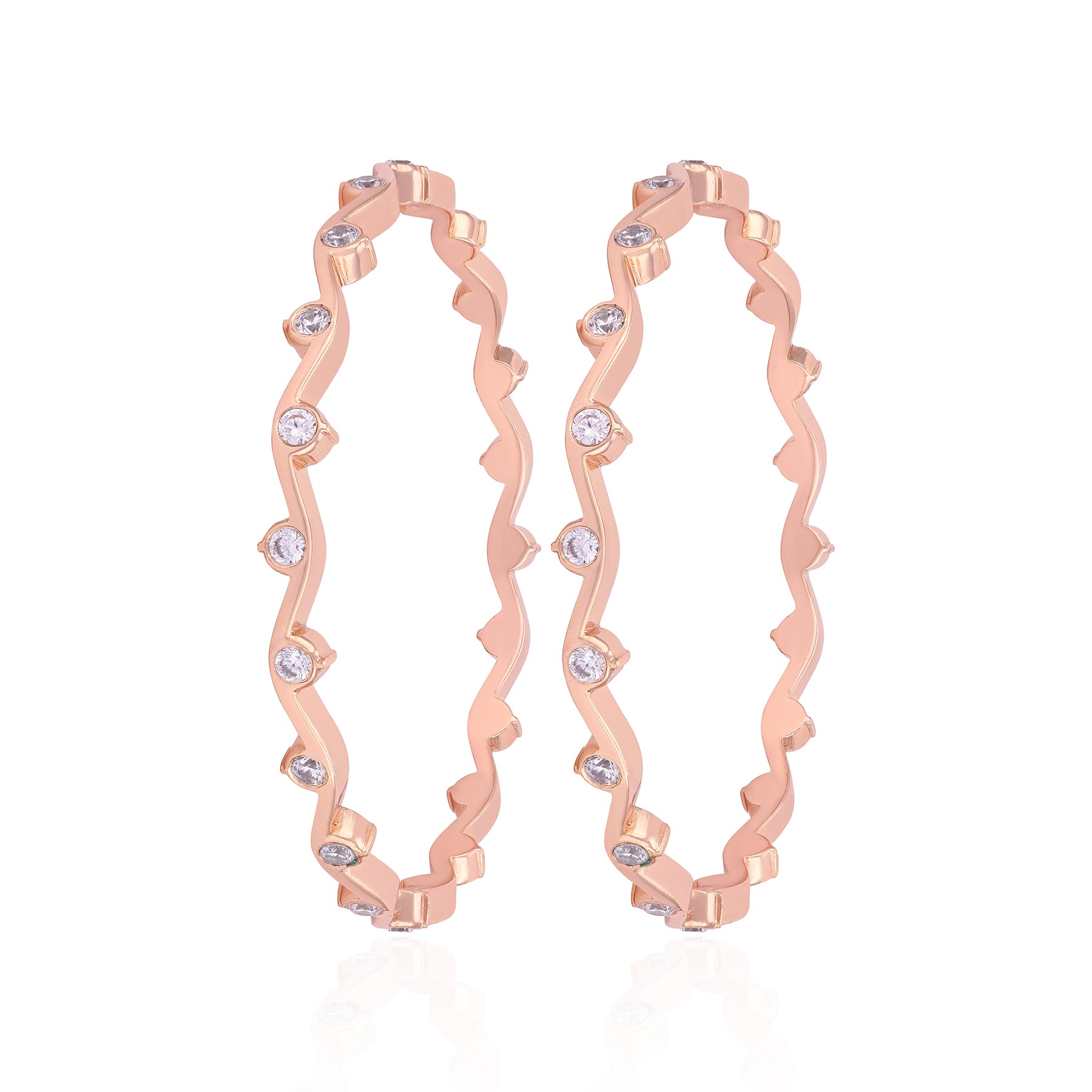 925 Sterling Silver Whispering Wave Bezel Eternity Bangle For Women