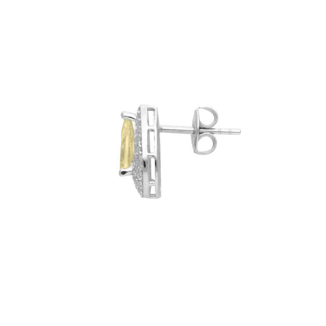 925 Sterling Silver Yellow Stone Dazzling Stud