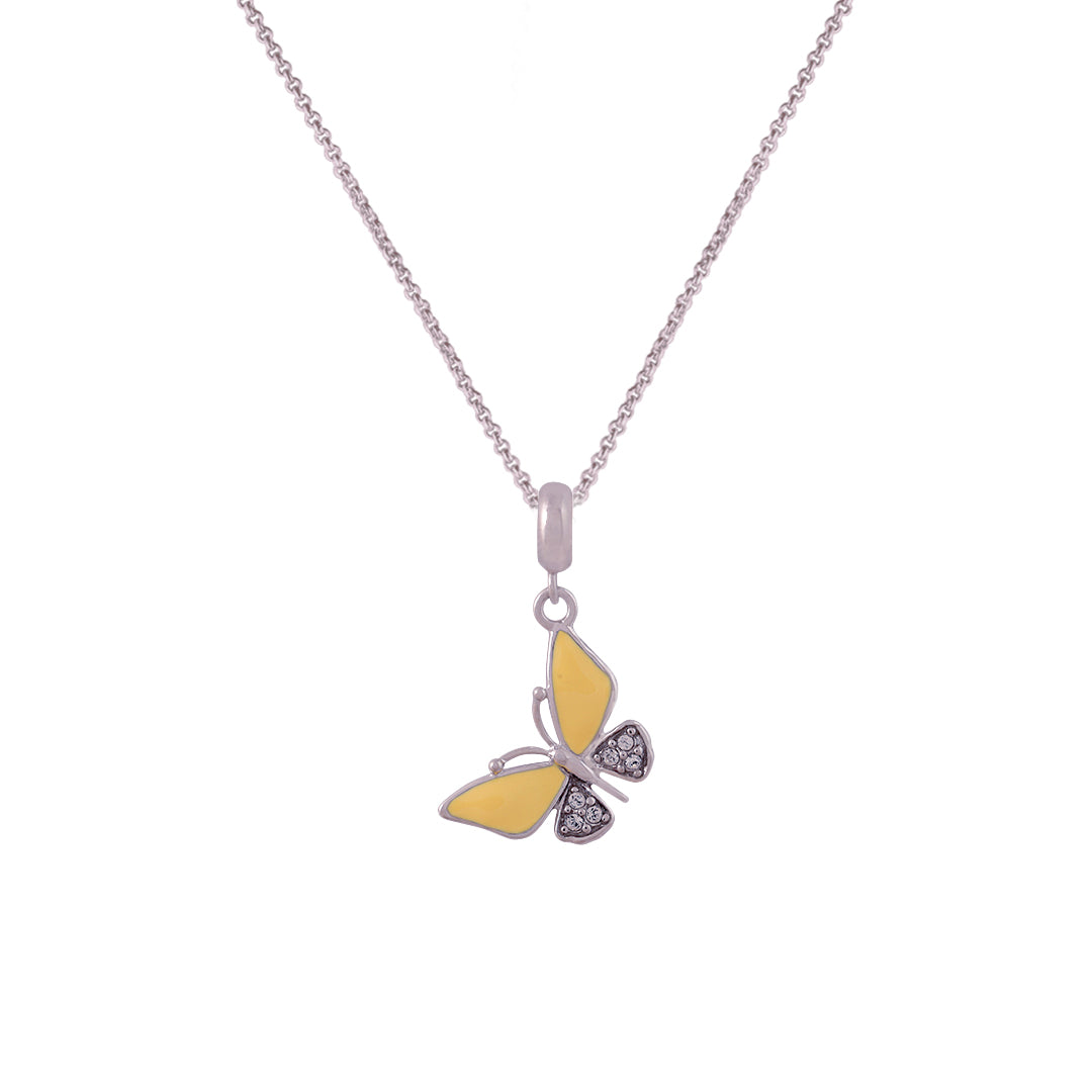 925 Sterling Silver Yellowish butterfly pendant