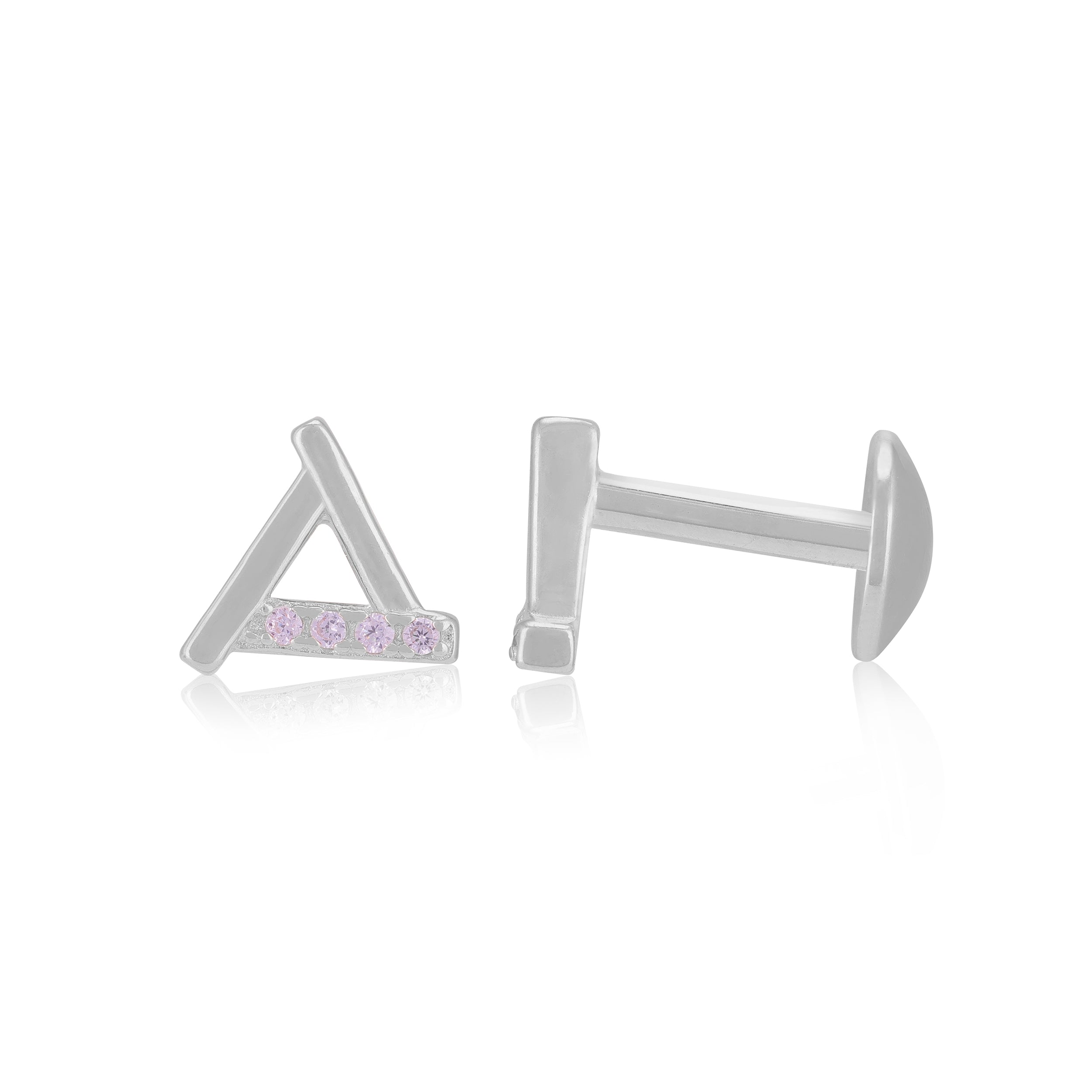 925 Sterling Silver Triangular shape One Side Stoned Earrings For Women