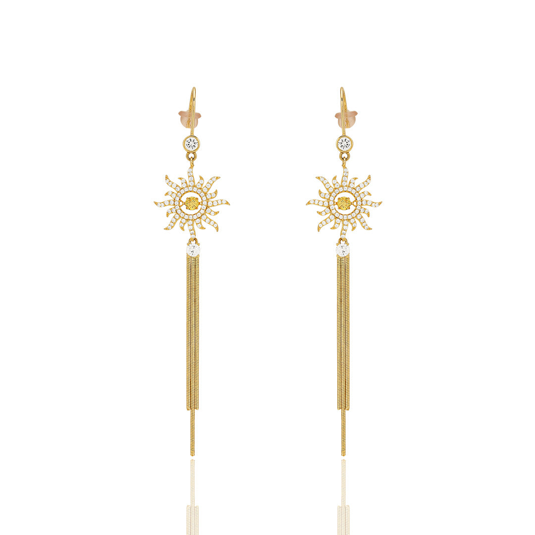 925 Sunburst Dangle Sterling Silver  Earring