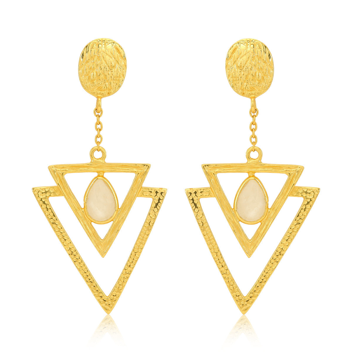 925 Triangle Drop Gold Plated Silver Earring