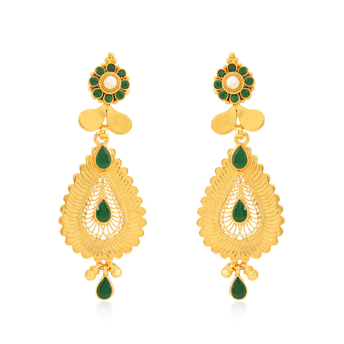 925 Vintage Green Pearl Drop Silver Earring