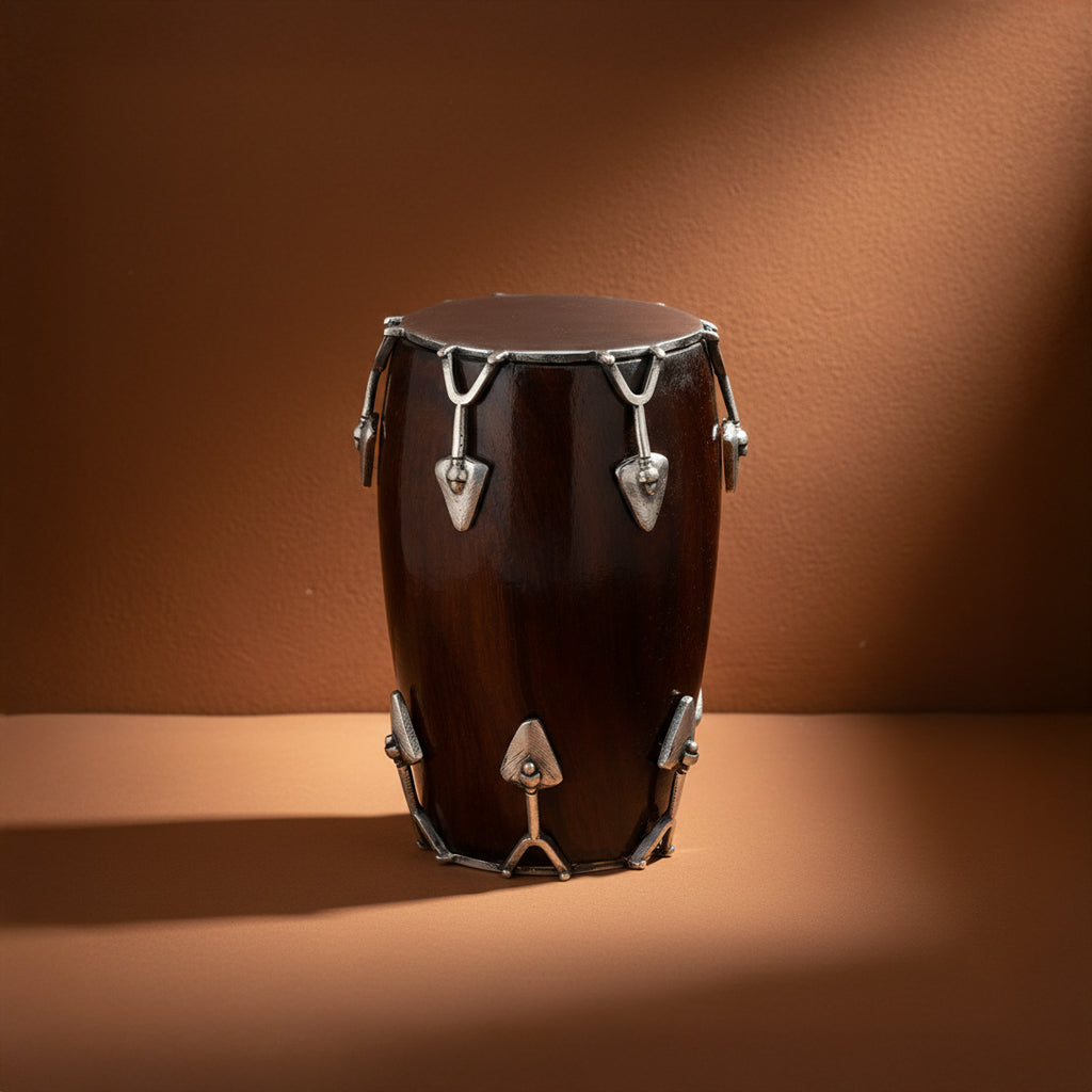 925 Vintage Wooden Tunable Tambourine Sterling Silver Miniature