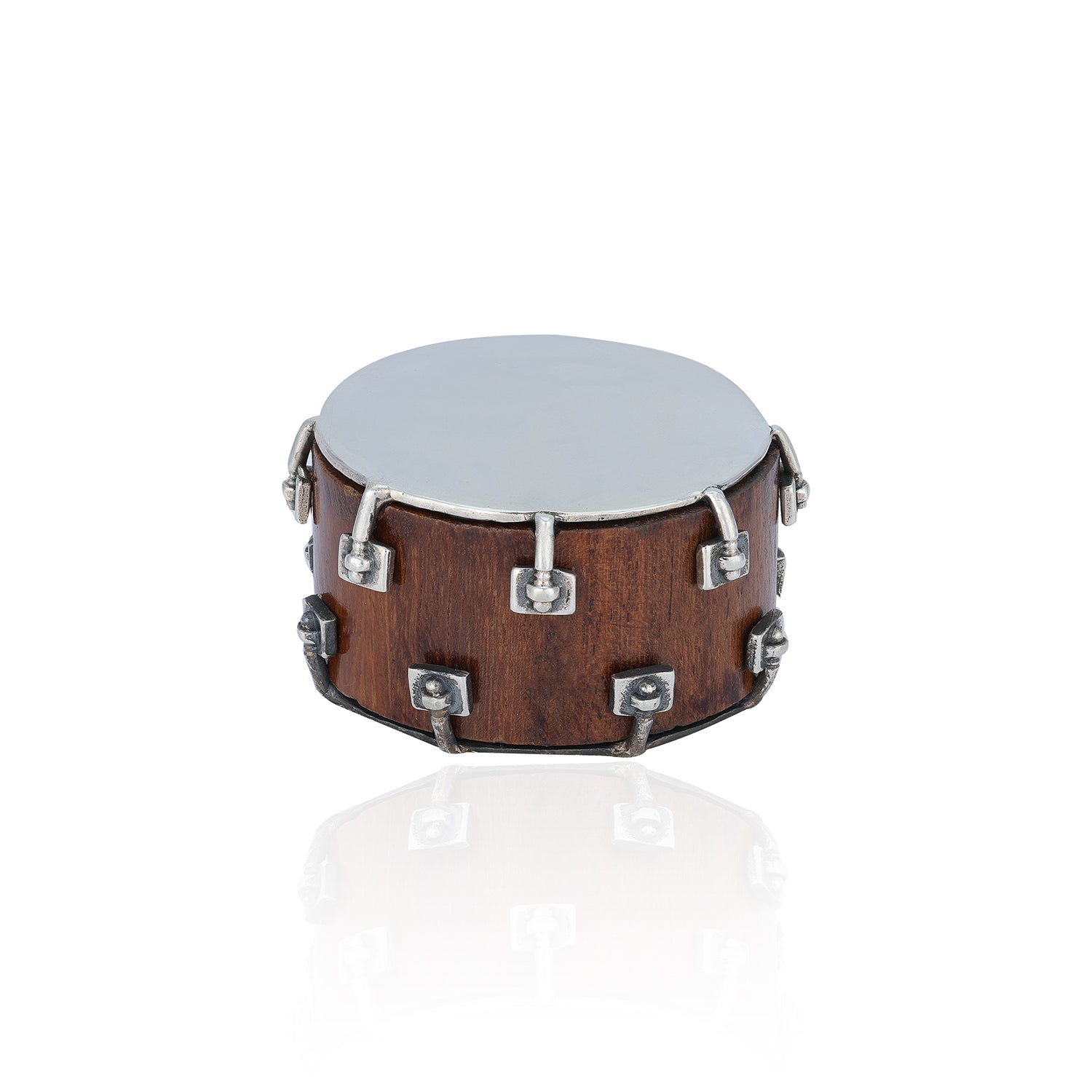 925 Vintage Wooden Tunable Tambourine Sterling SilverMiniature