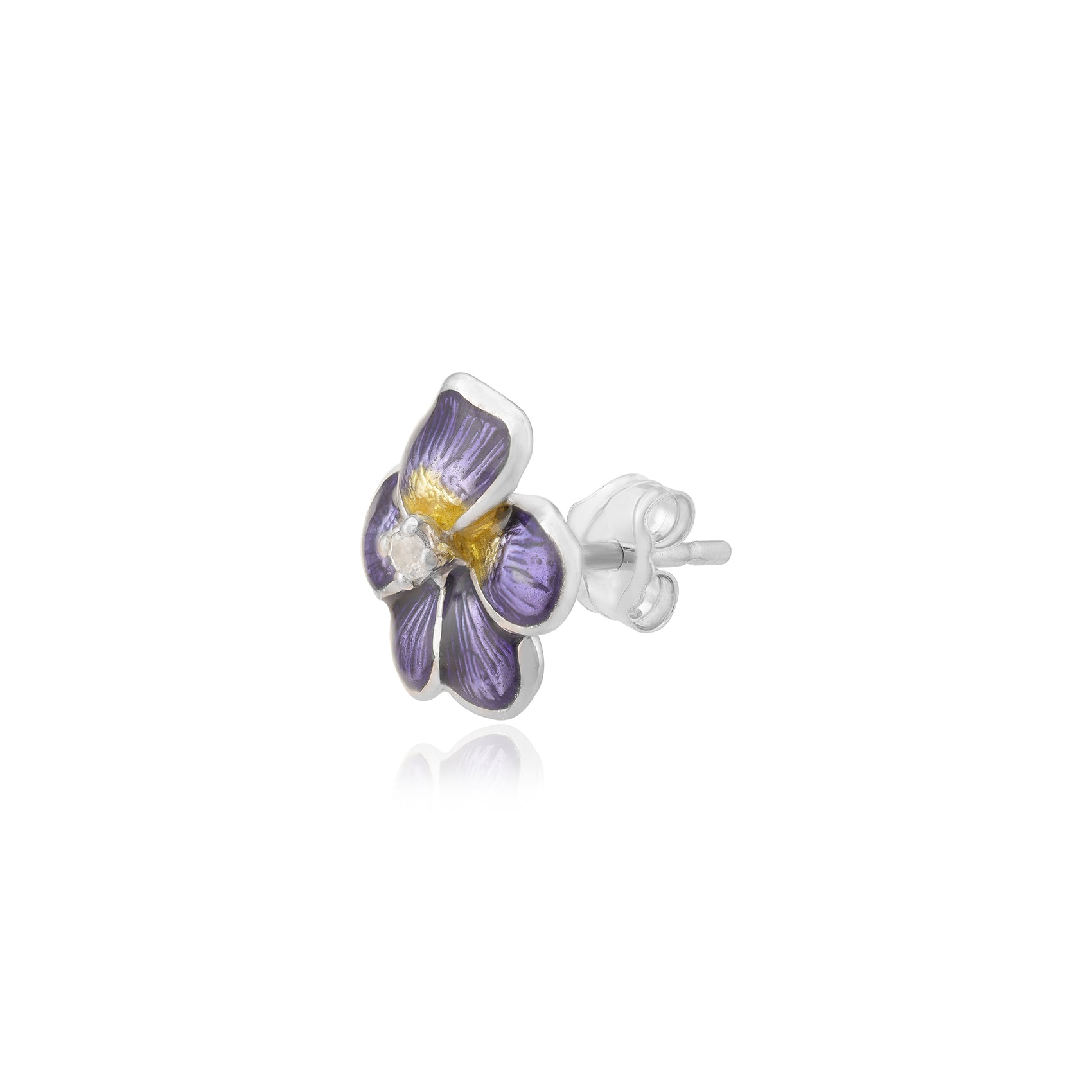 925 Sterling Silver Violet Pansy Flower Earrings for Women