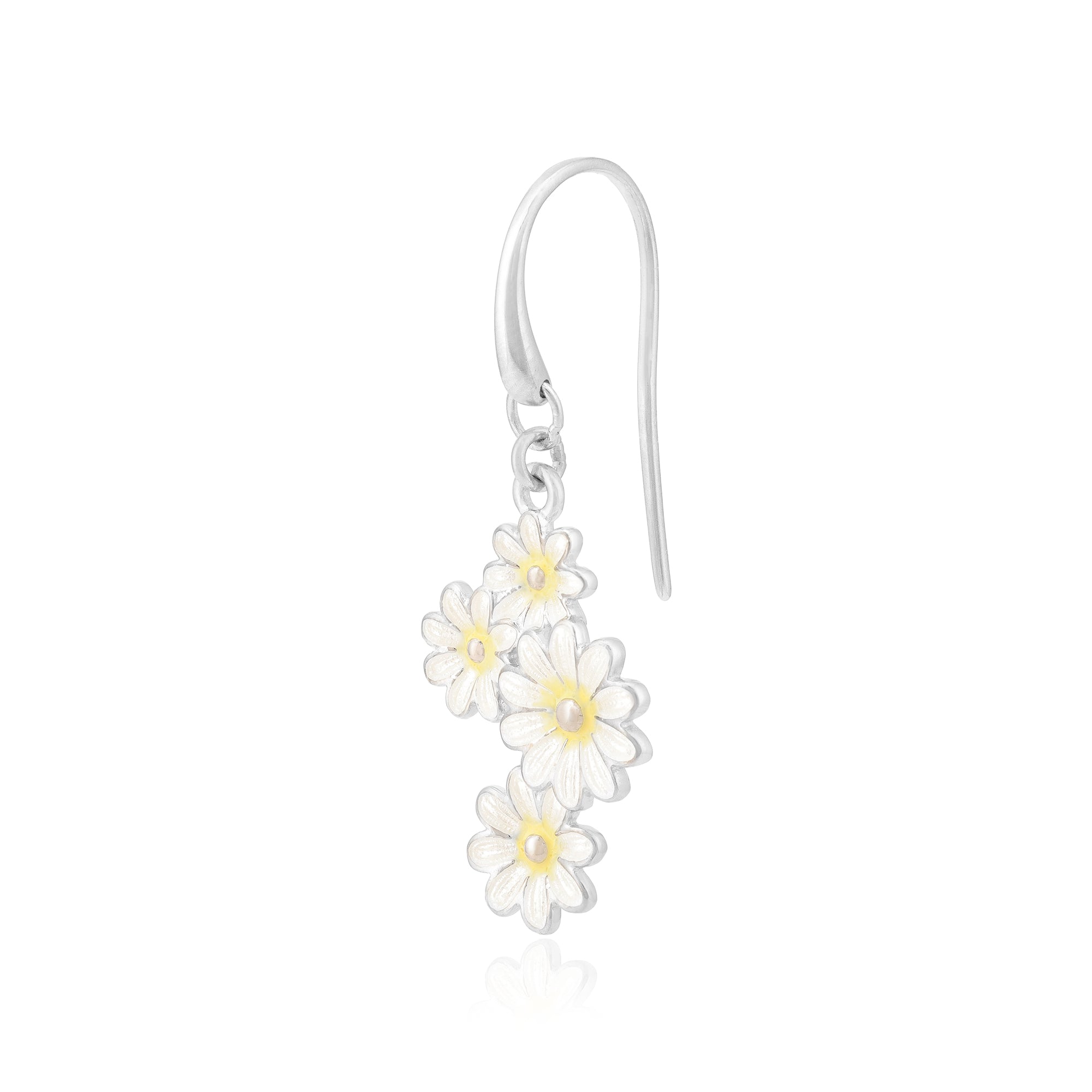 925 White Daisy Flower Silver Hook Earring - Shop Flower Silver Jewellery