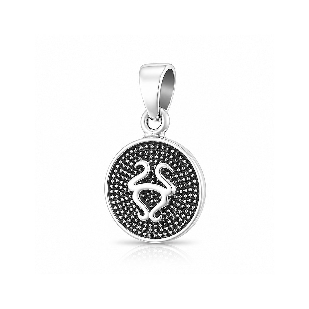 Antique Zodiac Taurus Disc 925 Sterling Silver Pendant for women