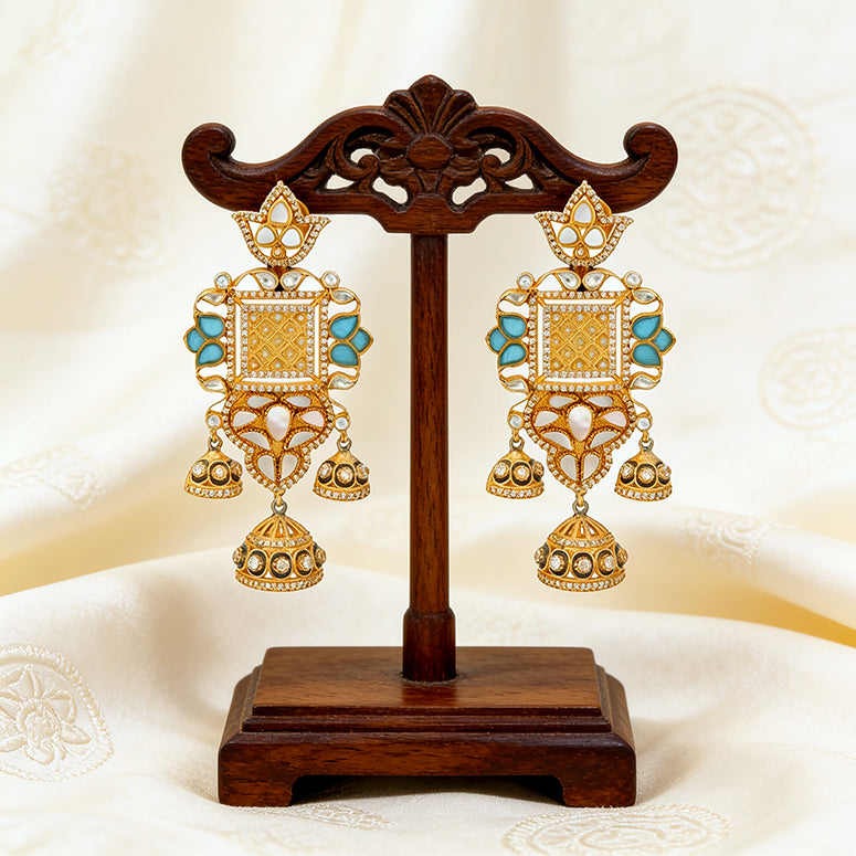 Antique Blue Drop 925 Sterling Silver Luxury Earrings