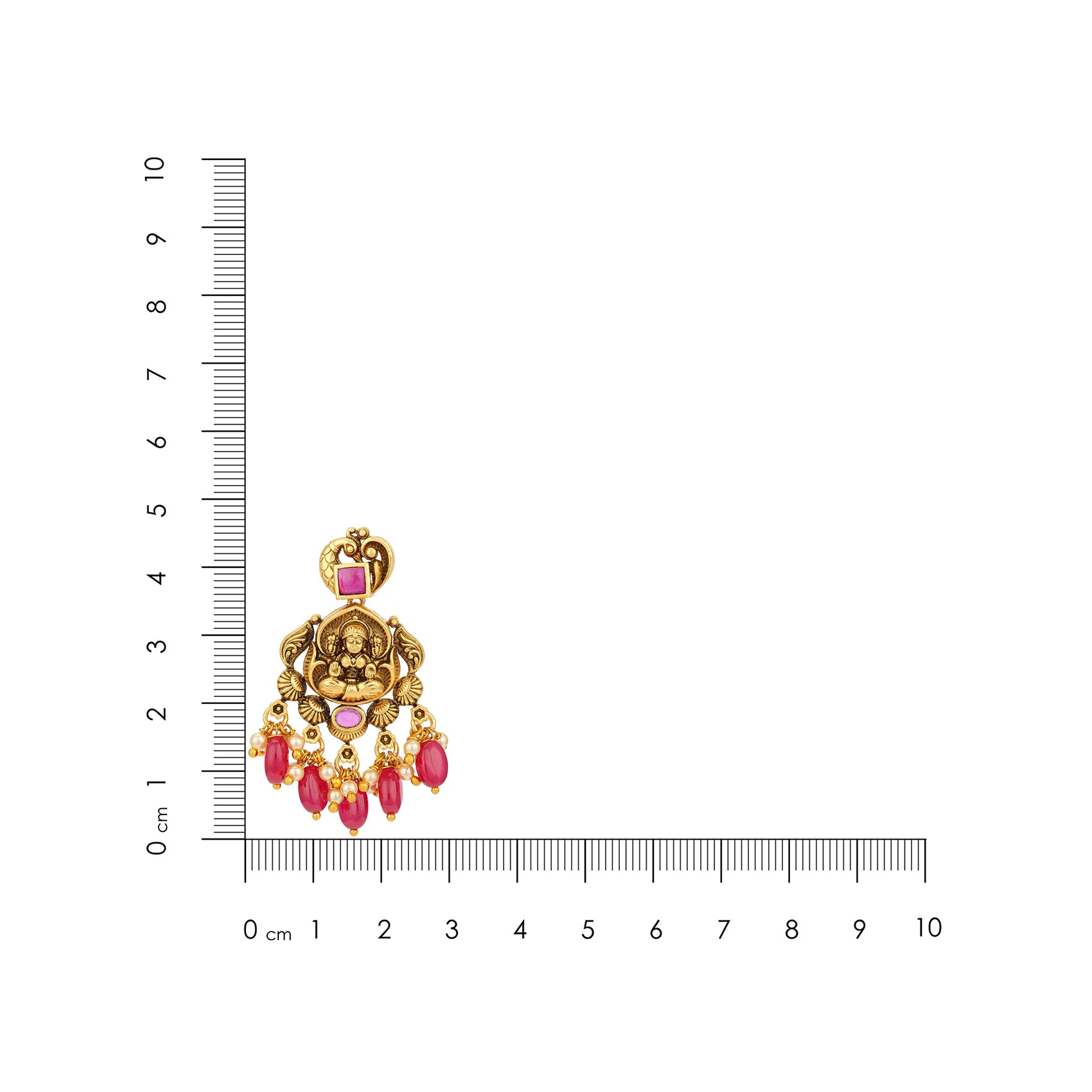 Antique Goddess Lakshmi Gold Plated 925 Sterling Silver Pink Coral Drop Earring for Women