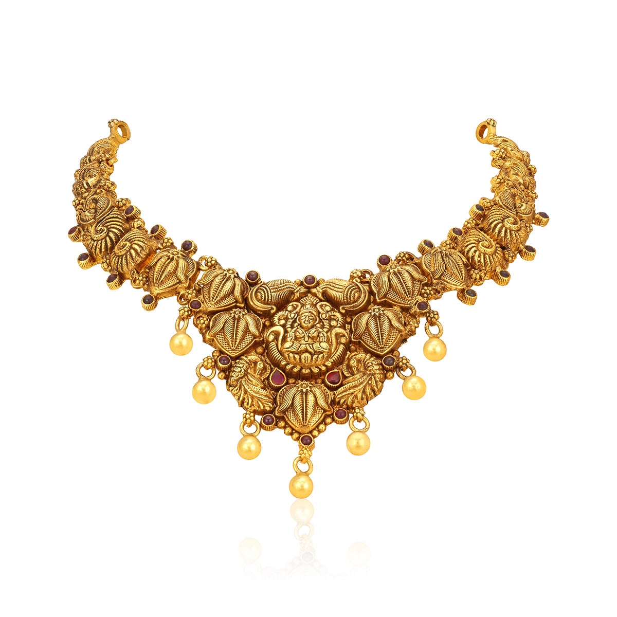 Antique Goddess Lakshmi Peacock Motif 925 Sterling Silver Gold Drop Necklace for Women