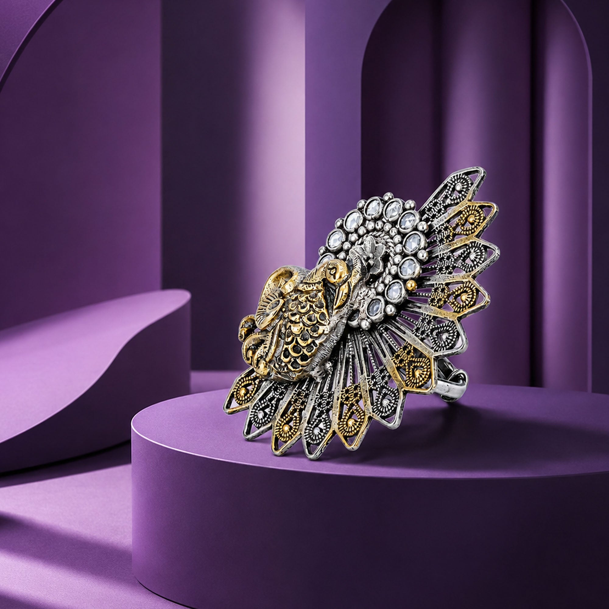 Antique Peacock 925 Sterling Silver Fashion Ring