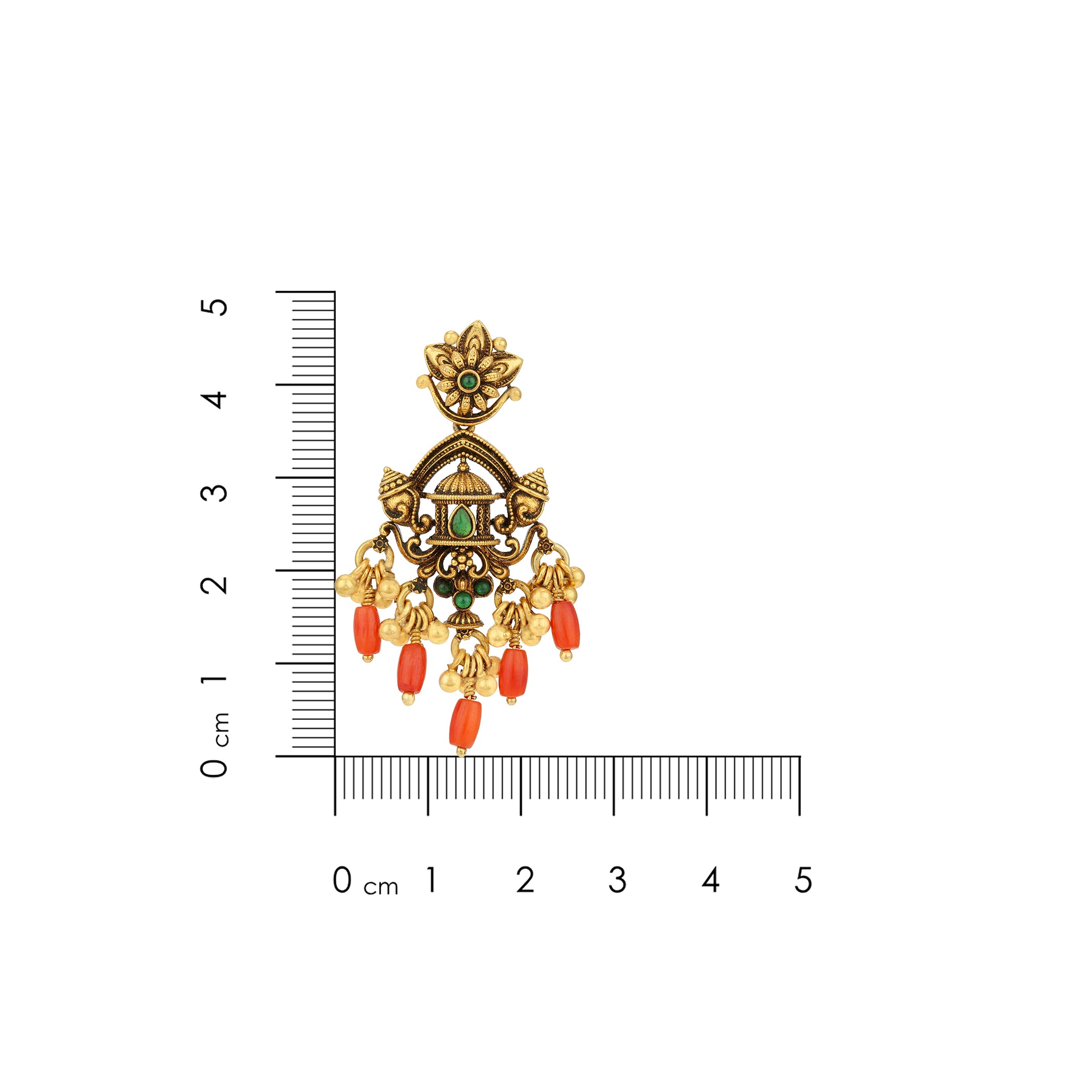 Antique Temple Arch Coral Drop 925 Sterling Silver Gold Plated Earrings for Women