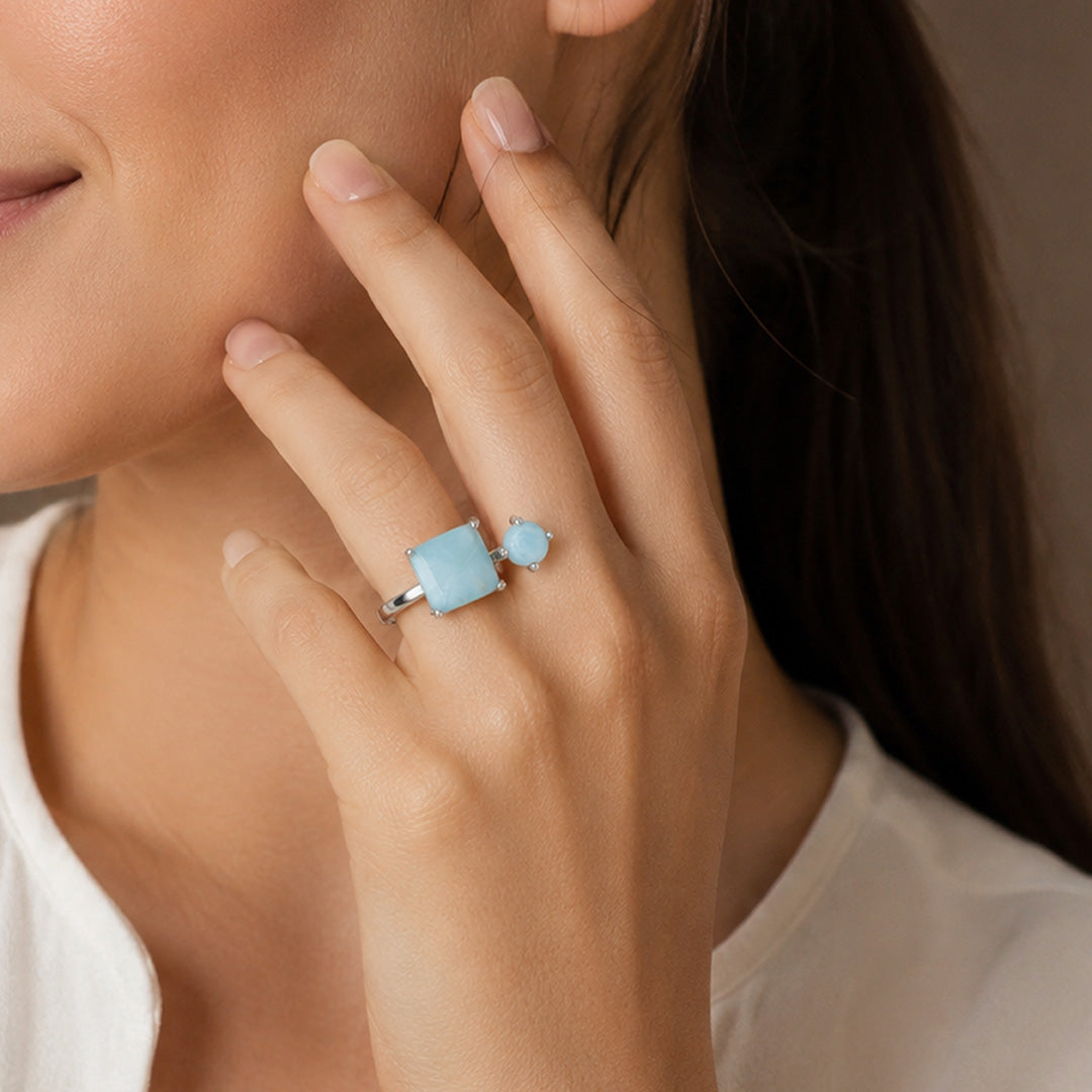 Aqua Bliss 925 Sterling Silver Designer Ring