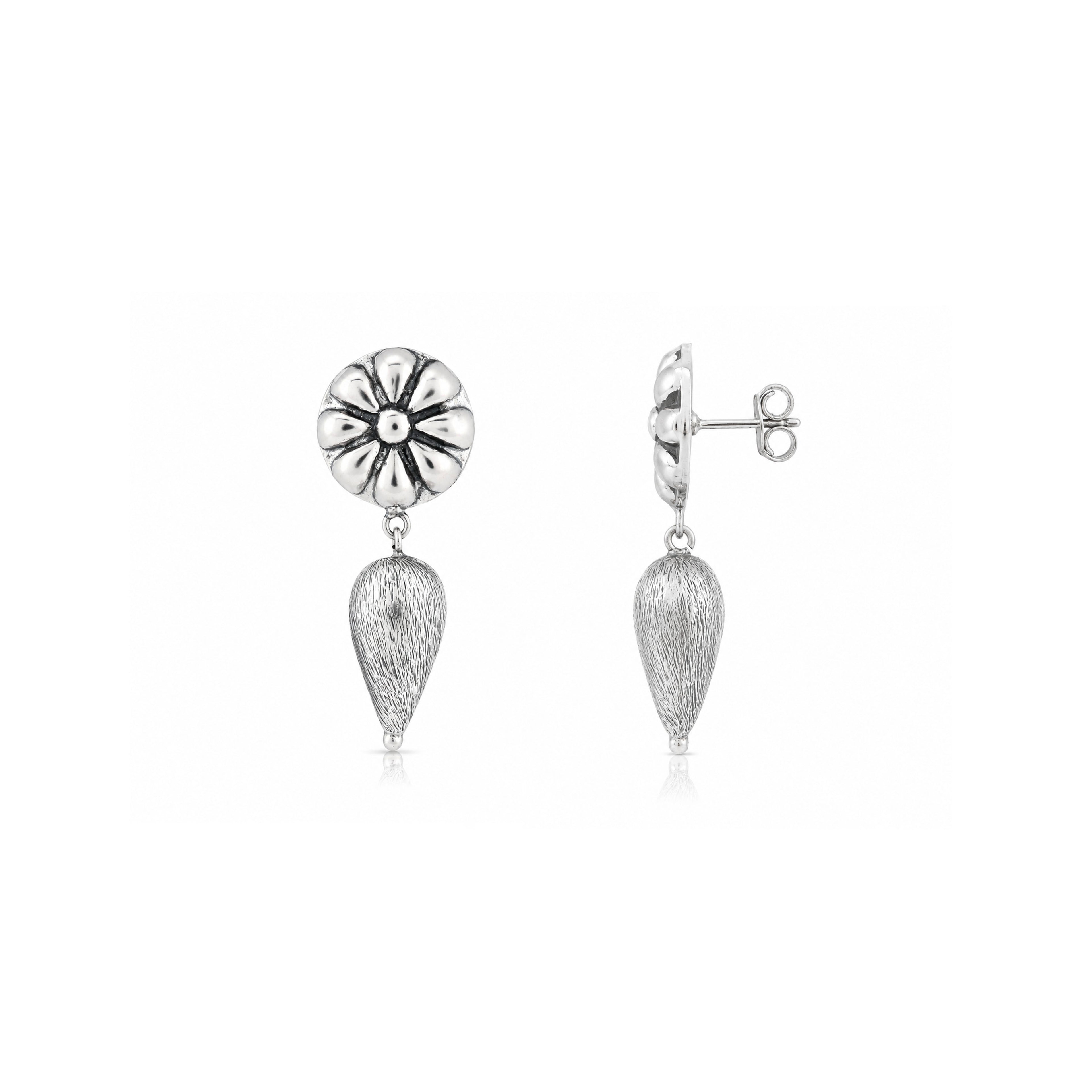 Artisan Floral Grace 925 Sterling Silver Premium Earrings