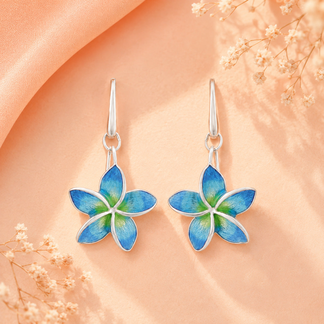 Aureth Blue Green Bloom 925 Sterling SIlver Earring for Women