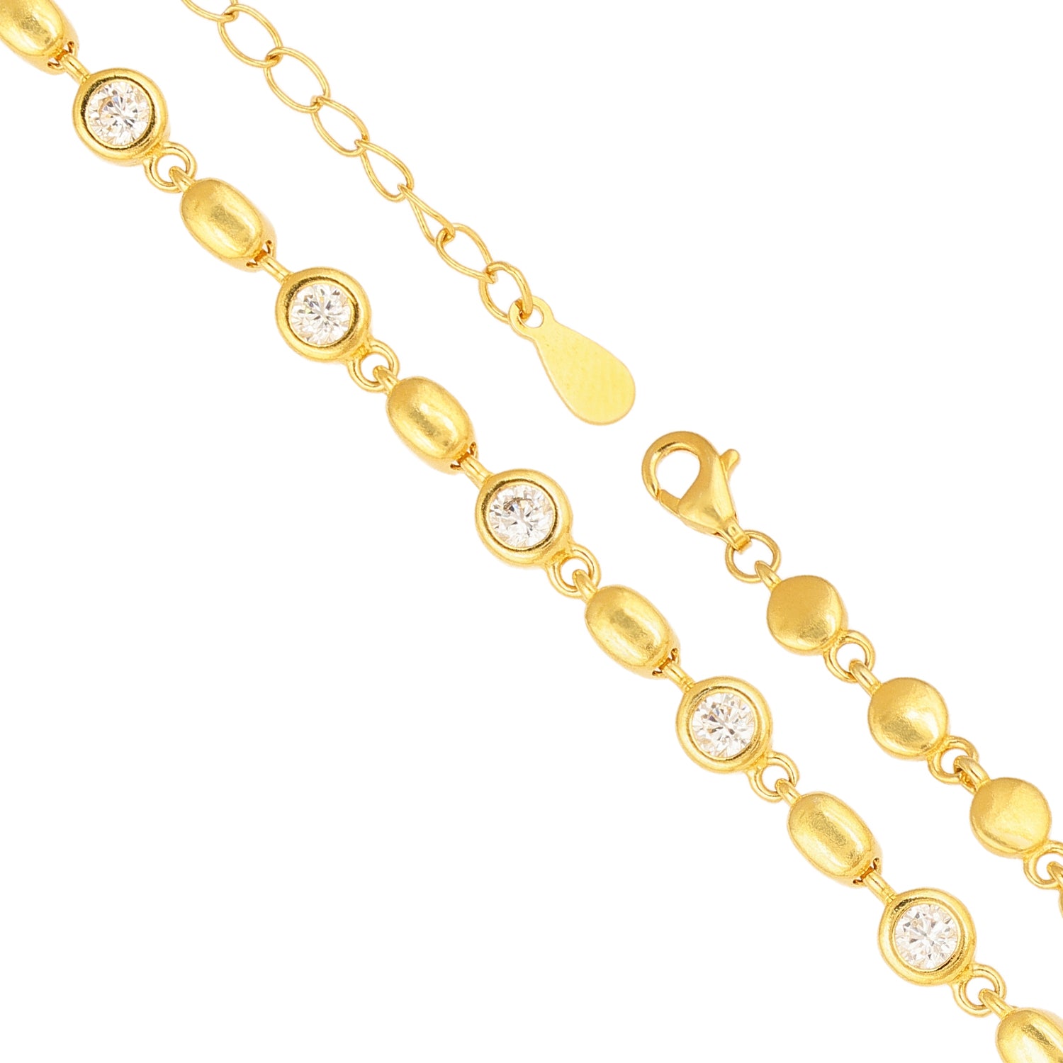 Bezel Station Gold Finish Silver Bracelet