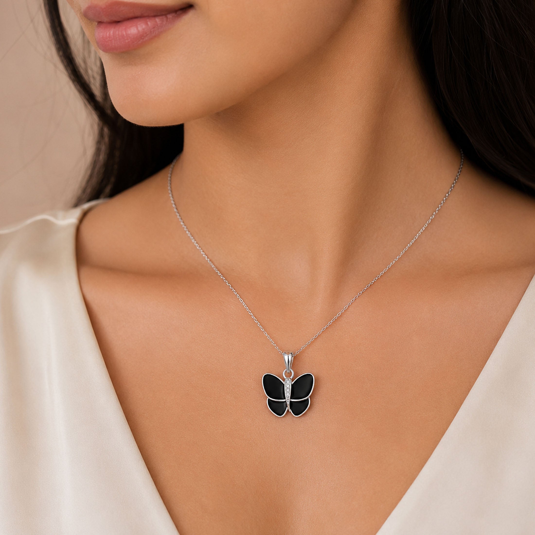 Black Butterfly 925 Sterling Silver Beauty Pendant