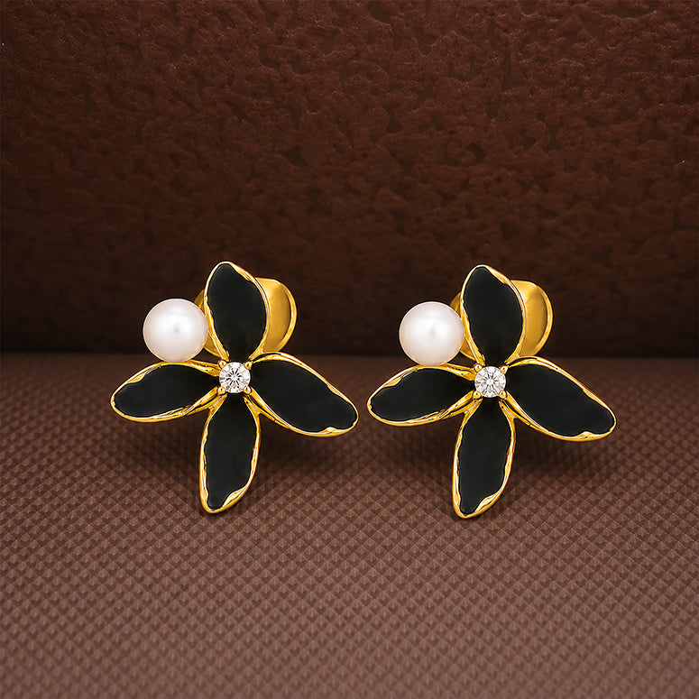 Black Orchid Pearl 925 Sterling Silver Elegant Earrings