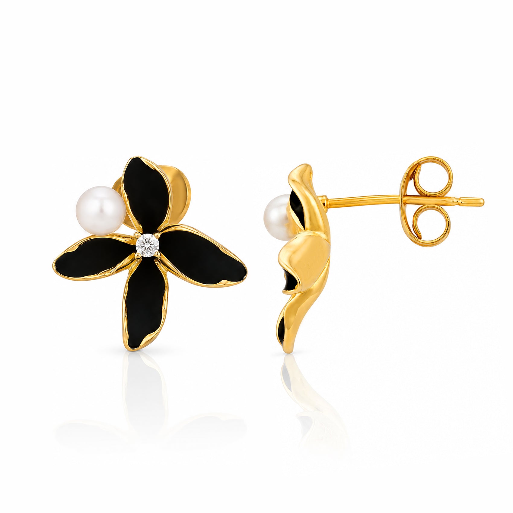 Black Orchid Pearl 925 Sterling Silver Elegant Earrings
