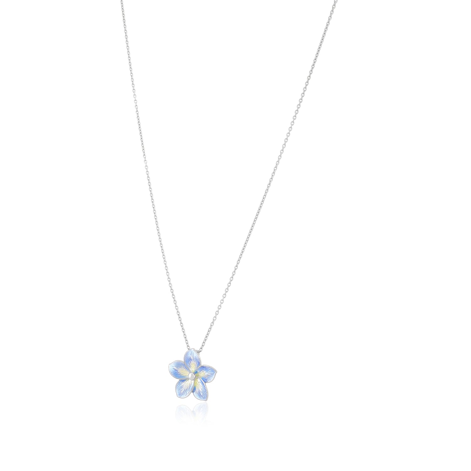 Blue Flax Fluer 925 Rhodium Plated Chain Pendants