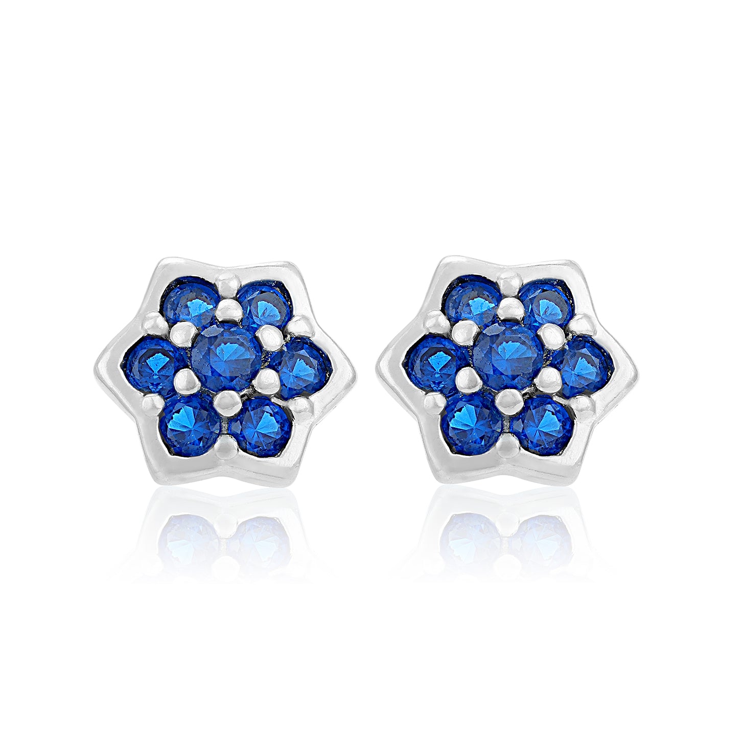 Blue Floral Beauty 925 Sterling Silver Stud for Women
