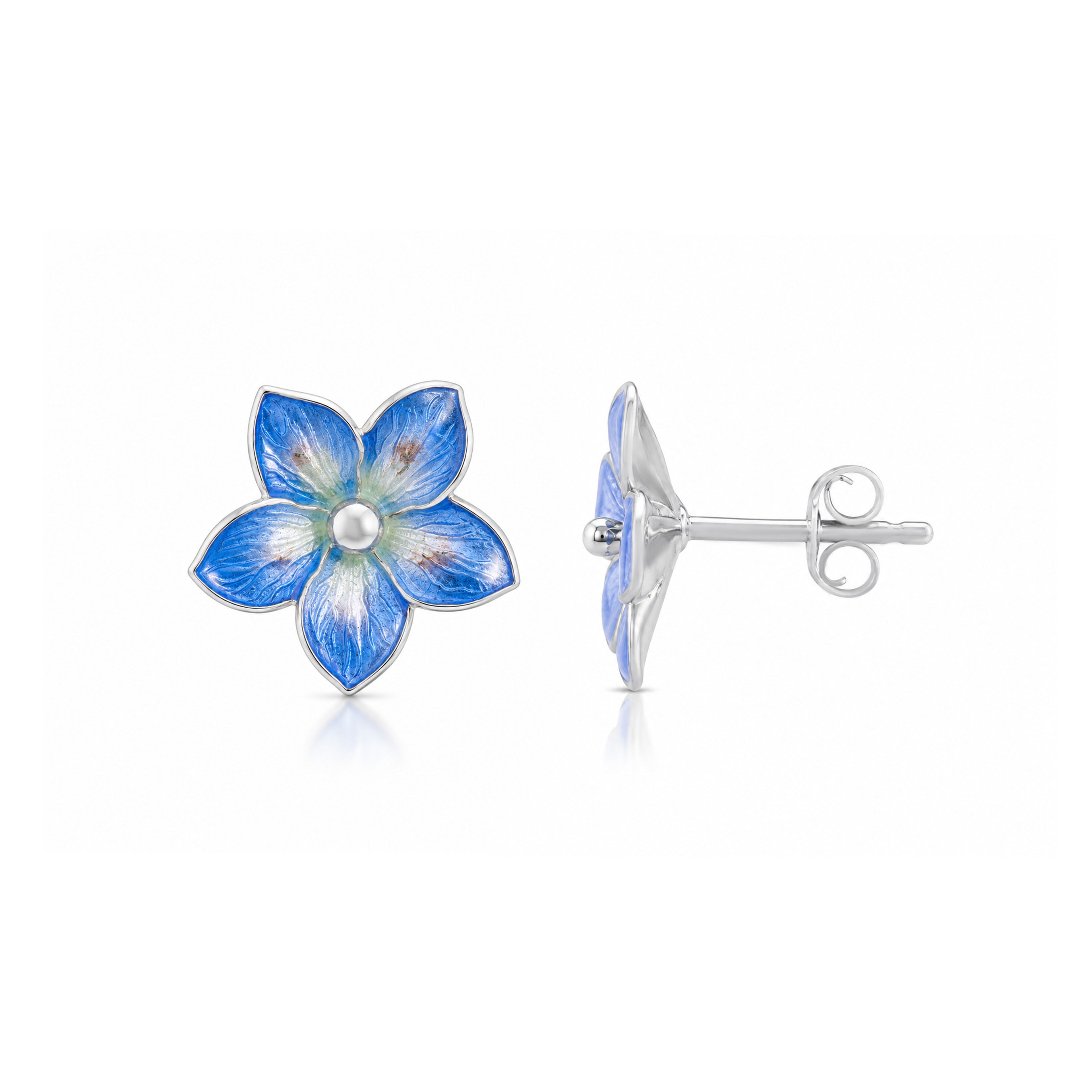 Blue Meadow Blossom 925 Sterling Silver Statement Earrings