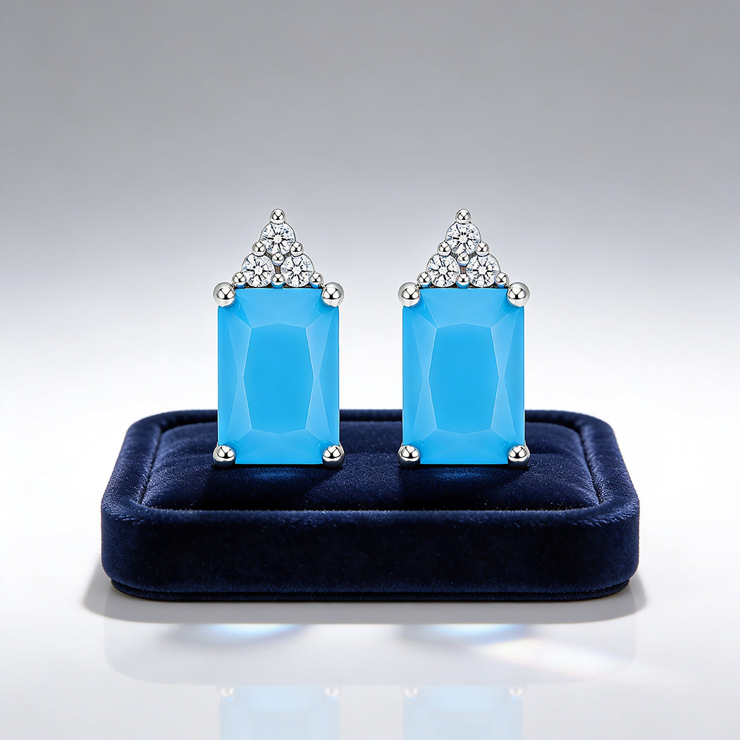 Blue Mirage 925 Sterling Silver Elegant Stud Earrings