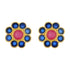 Blue Petals 925 Gold Plated Red Centered Earrings