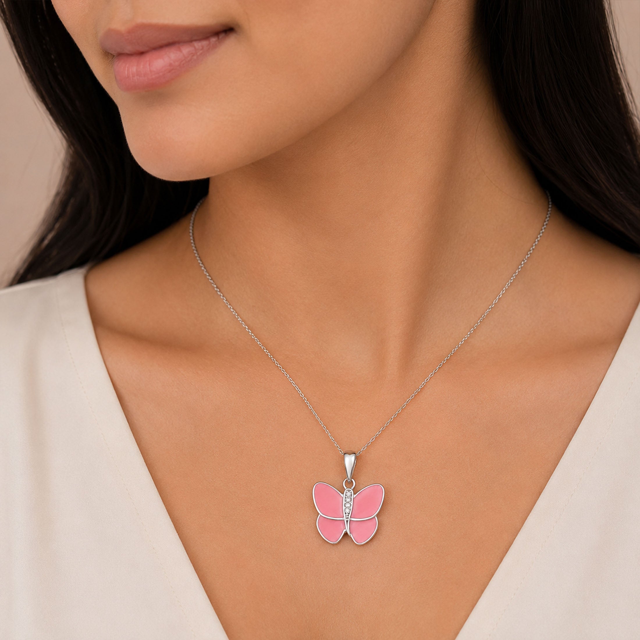 Blushing Butterfly 925 Sterling Silver Pendant