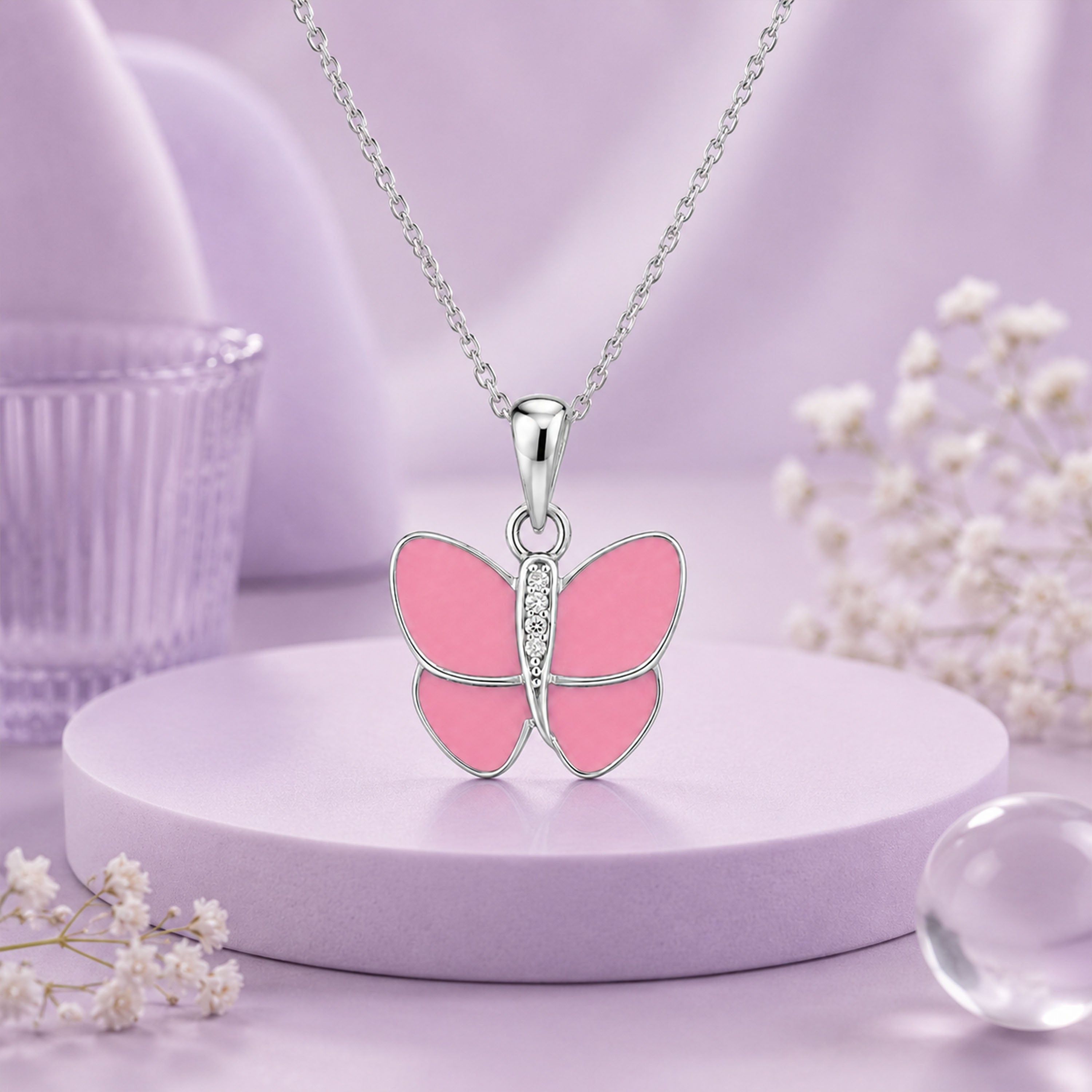 Blushing Butterfly 925 Sterling Silver Pendant