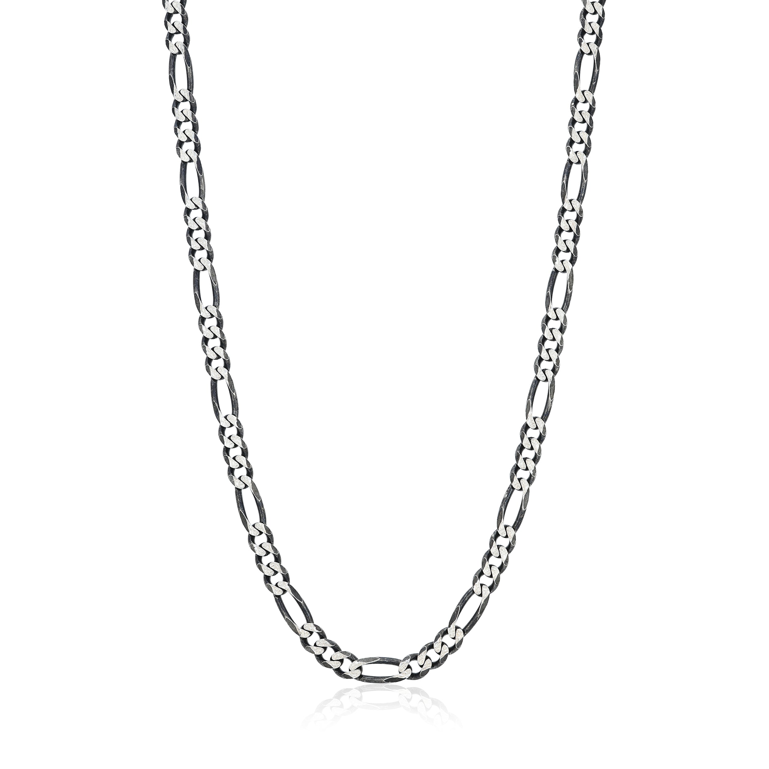 Silver chain necklace on a white background