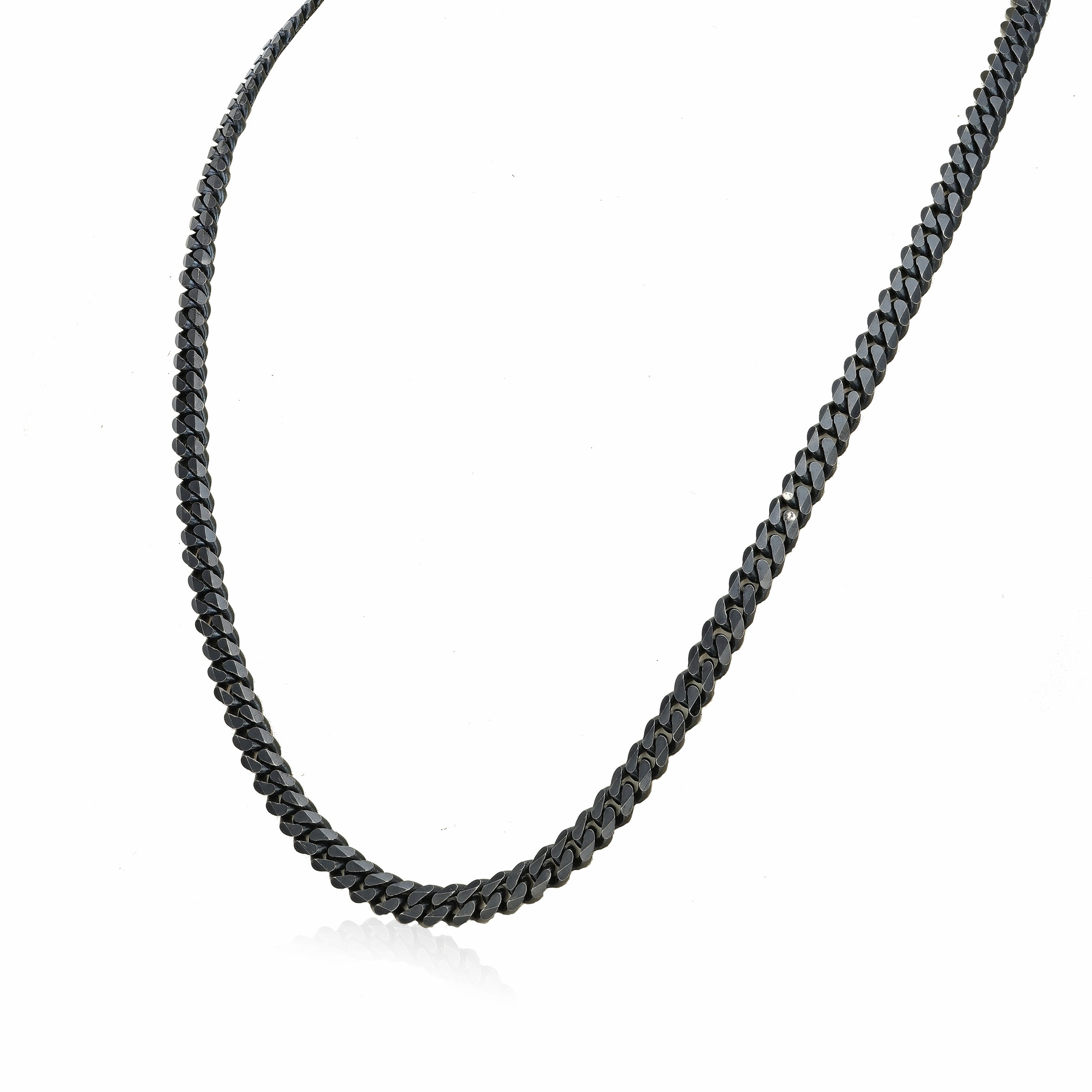 Bold Flat-Edge Shadow Black Heavy Curb Chain
