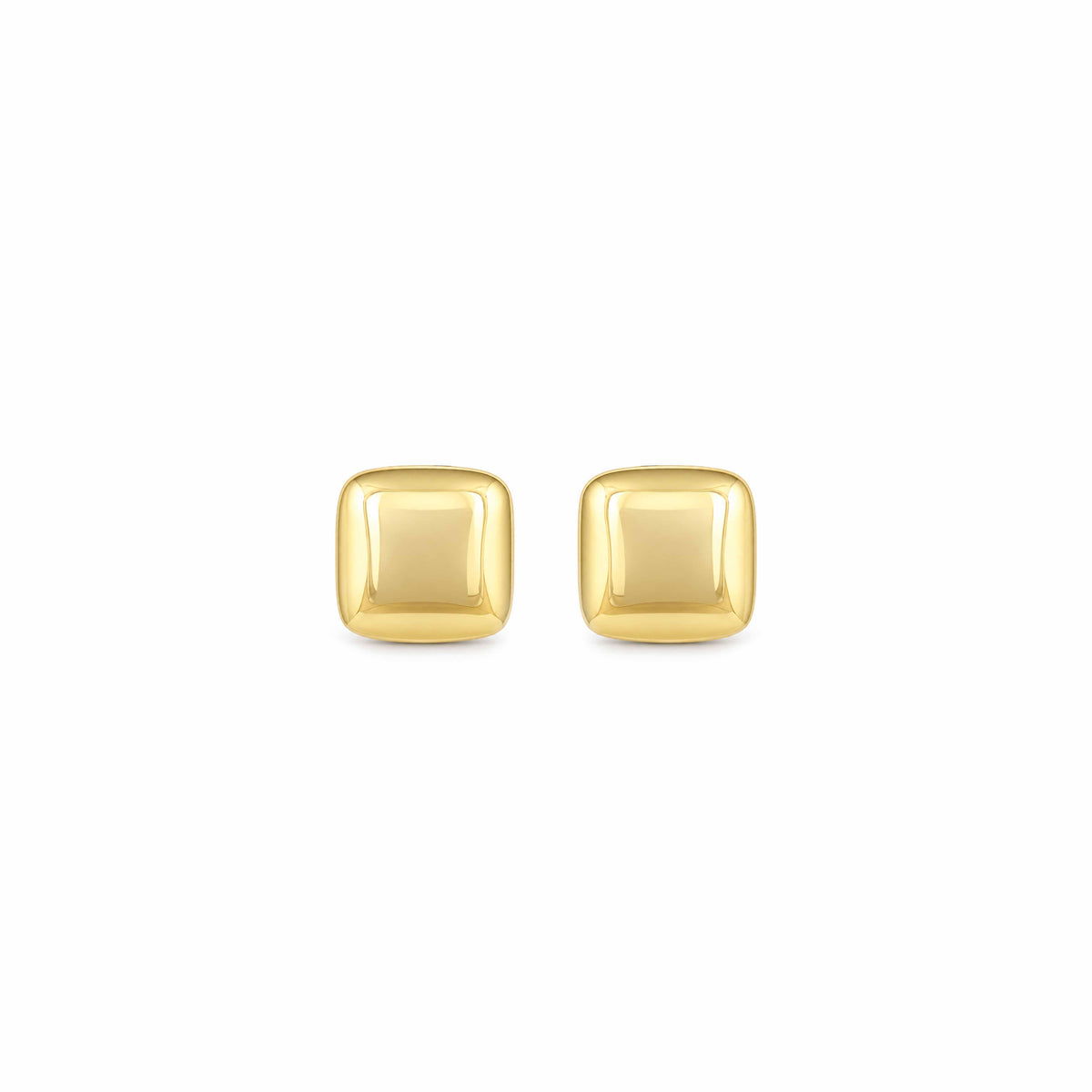 Bold Golden Square Sterling Silver Earring