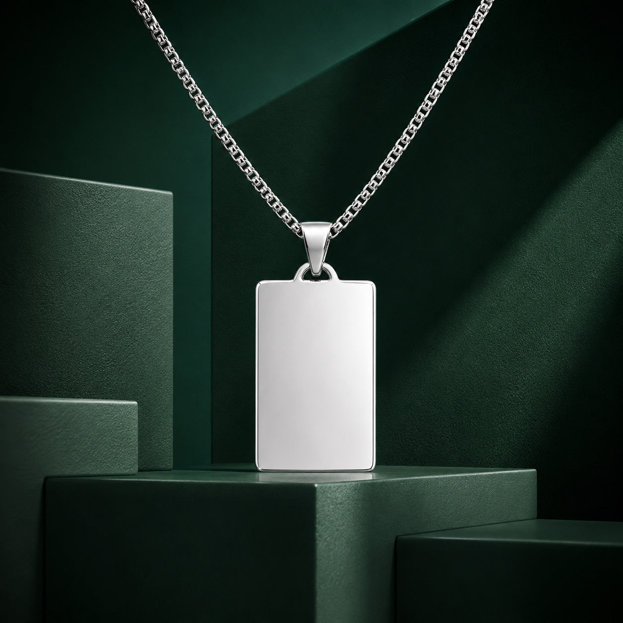 Bold Rectangular Pattern 925 Sterling Silver Personalised Pendant for Men