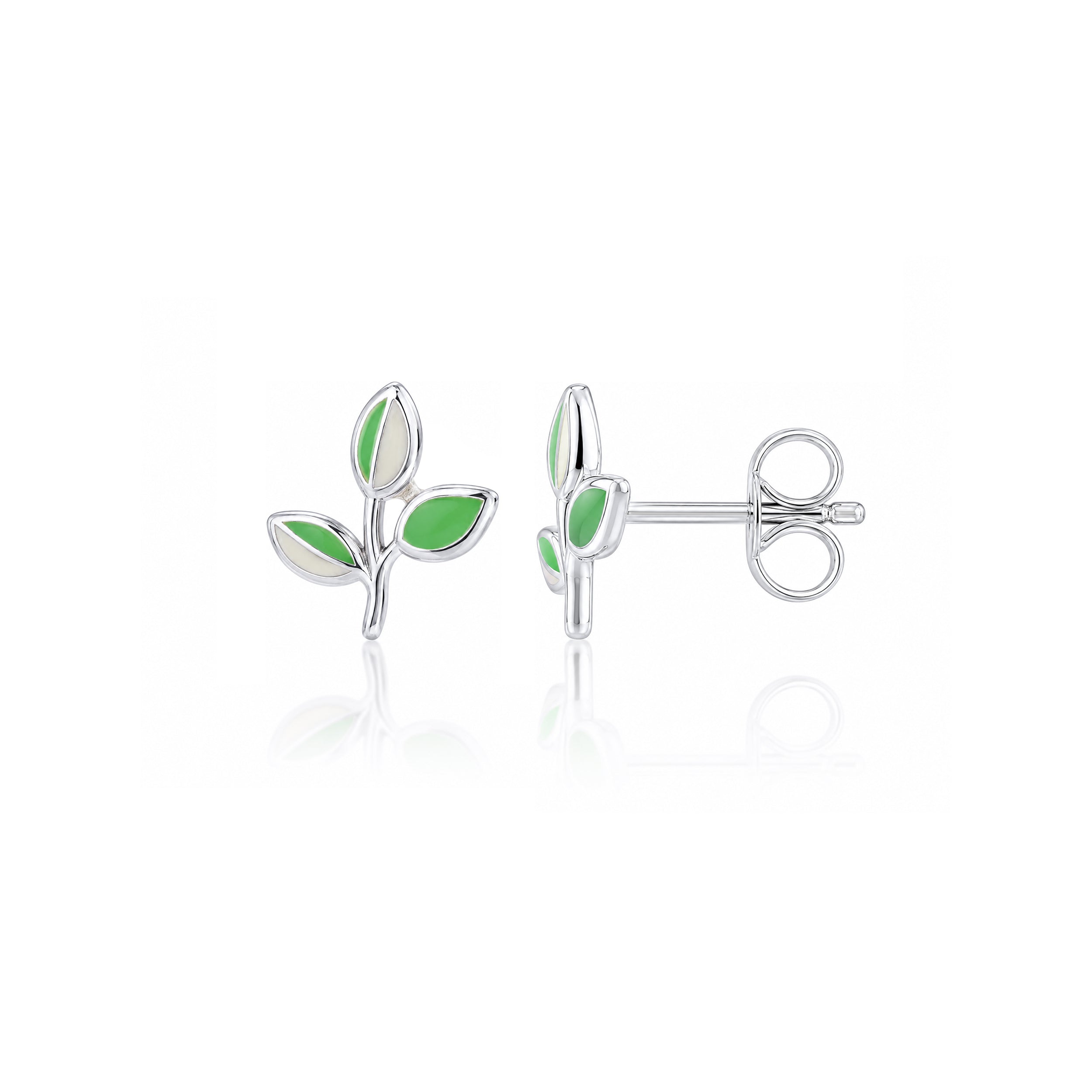 Botanical Leaf Glow 925 Sterling Silver Stud for Kids