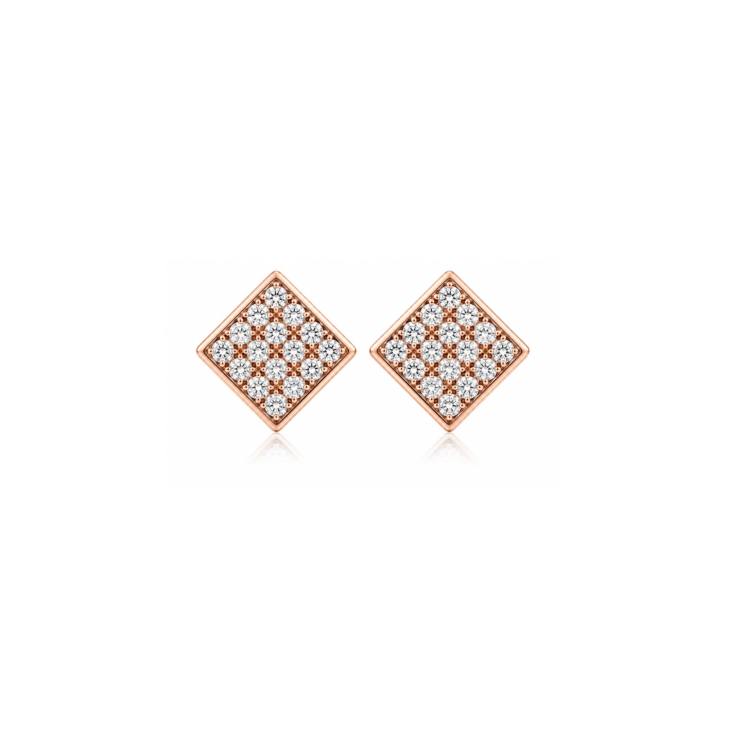 Brilliant Diamond Mosaic 925 Sterling Silver Stud Earring