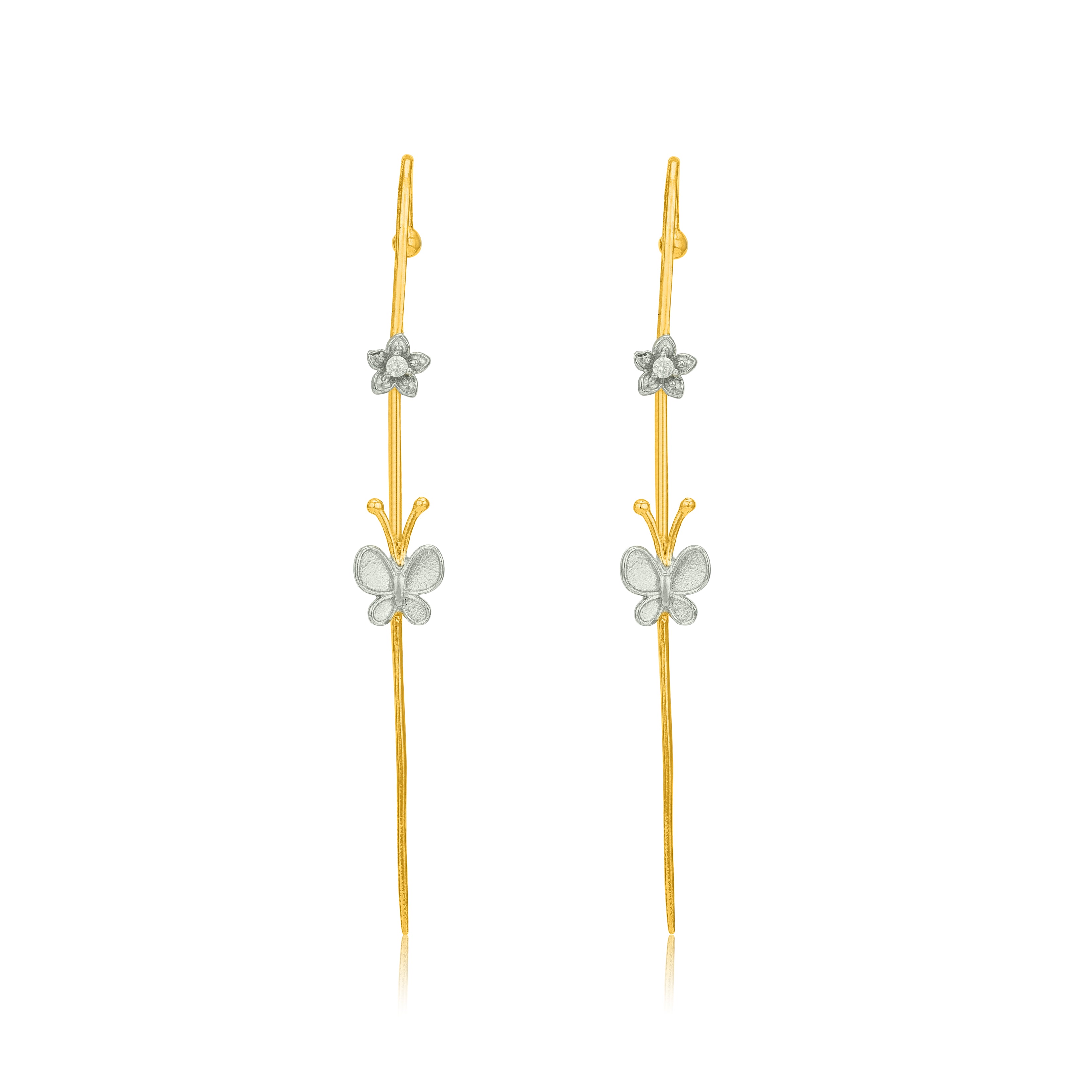 Butterfly Grace 925 Sterling Silver Golden Threader Earrings