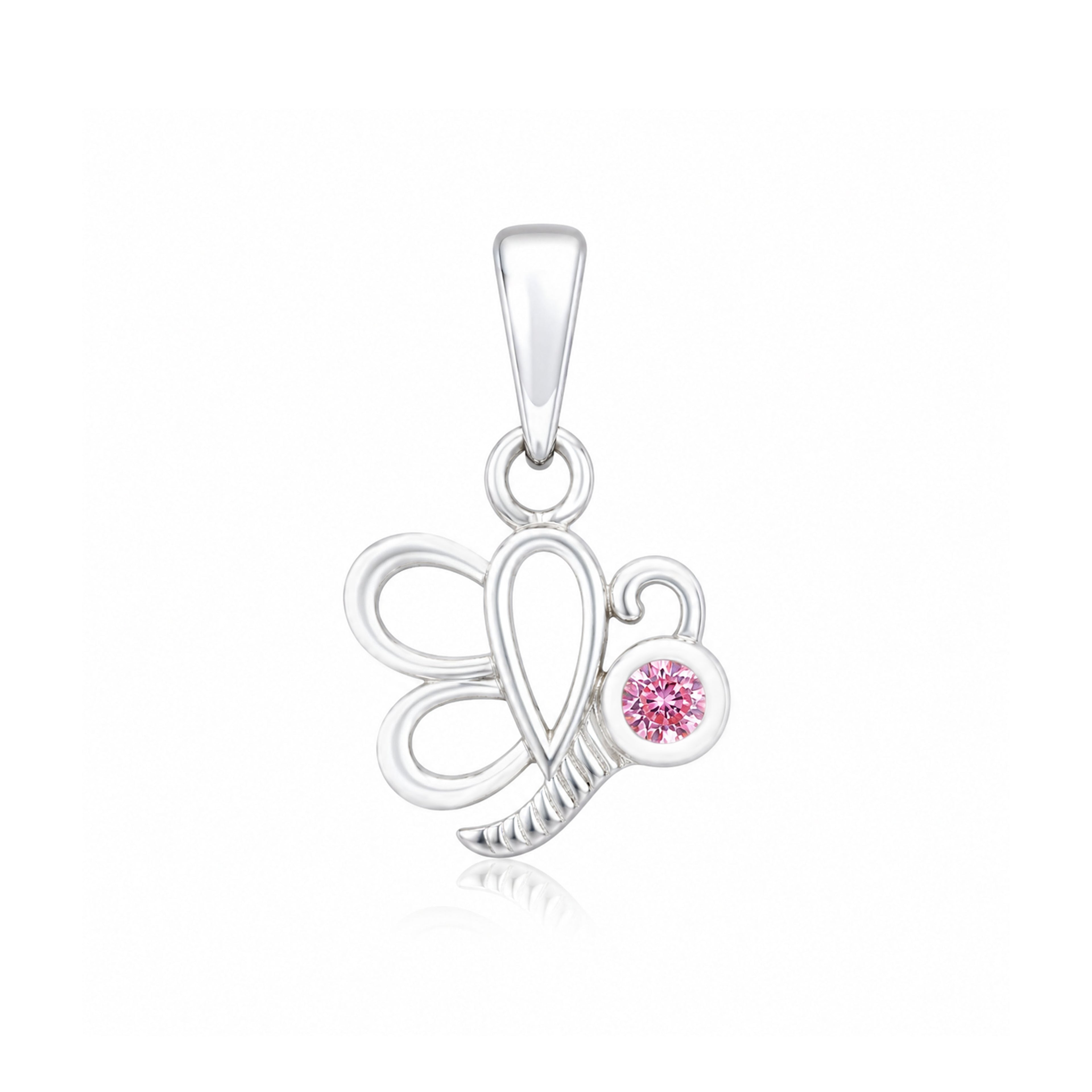 Butterfly Grace 925 Sterling Silver Pink Stone Pendant