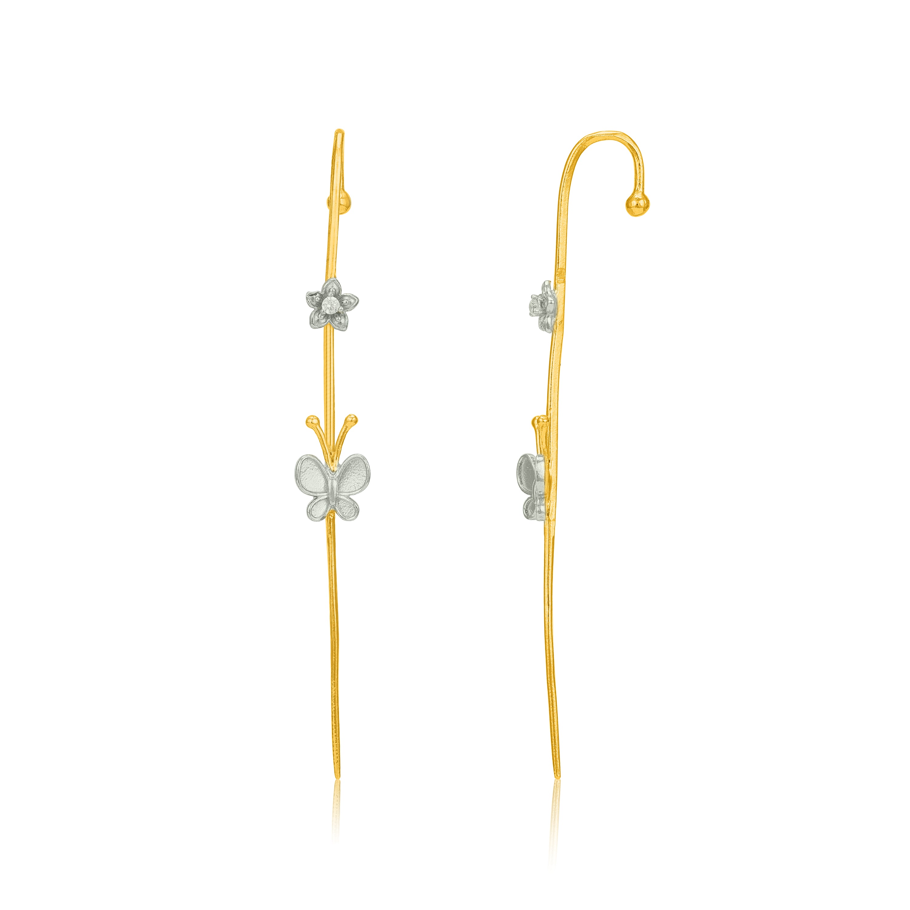 Butterfly Grace 925 Sterling Silver Golden Threader Earrings