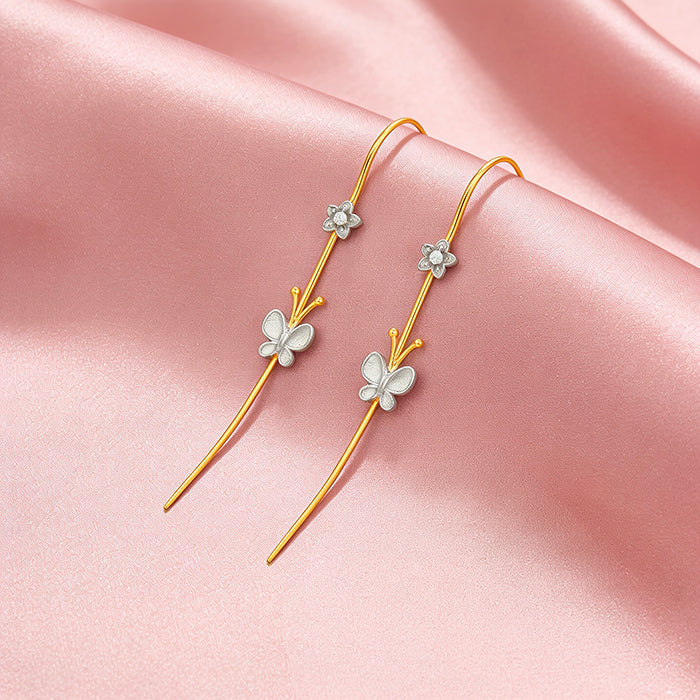 Butterfly Grace 925 Sterling Silver Golden Threader Earrings