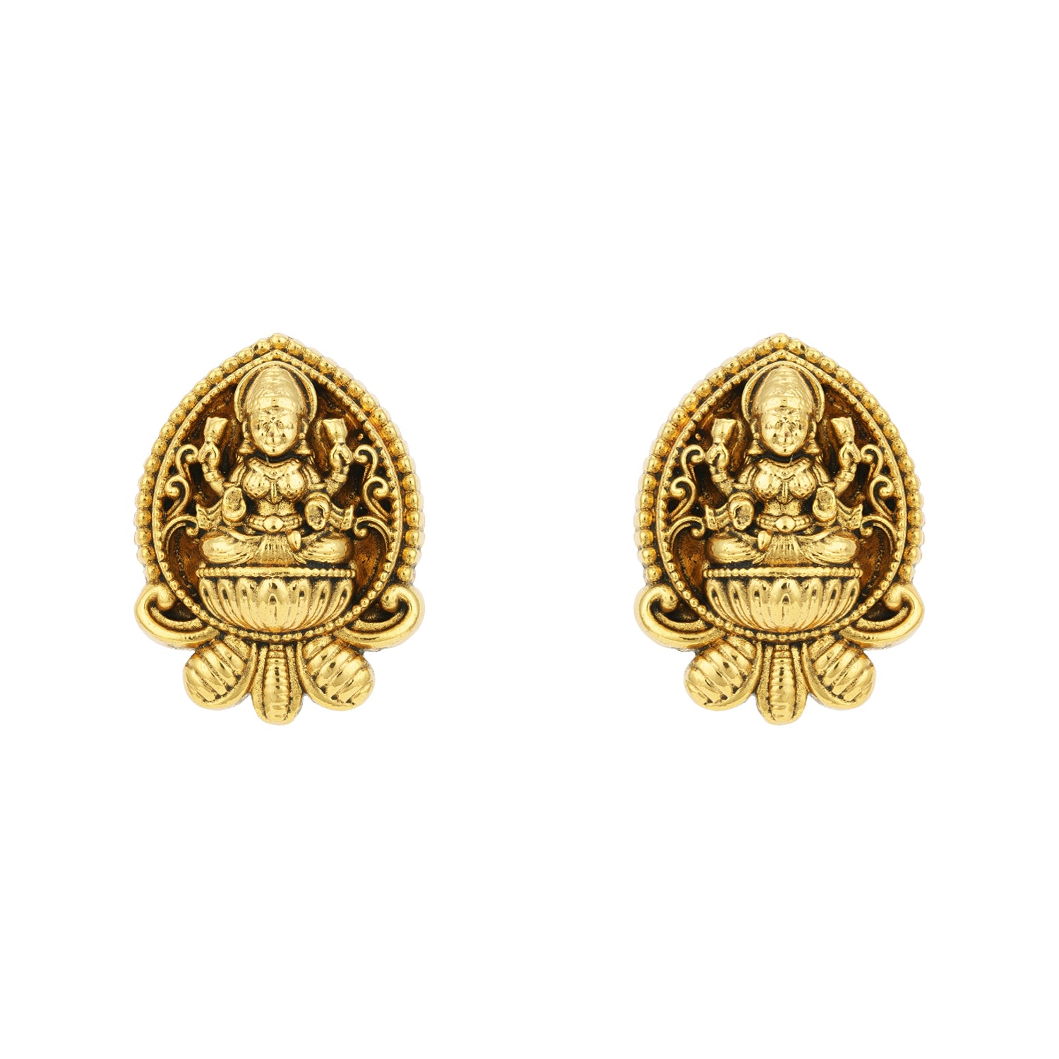 Classic Lotus Lakshmi 925 Sterling Silver Gold Plated Earring for Women
