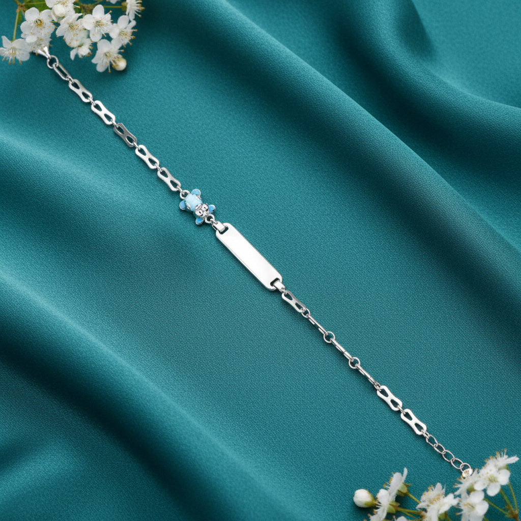Cute Blue Teddy 925 Sterling Silver Engraving Bracelet for women