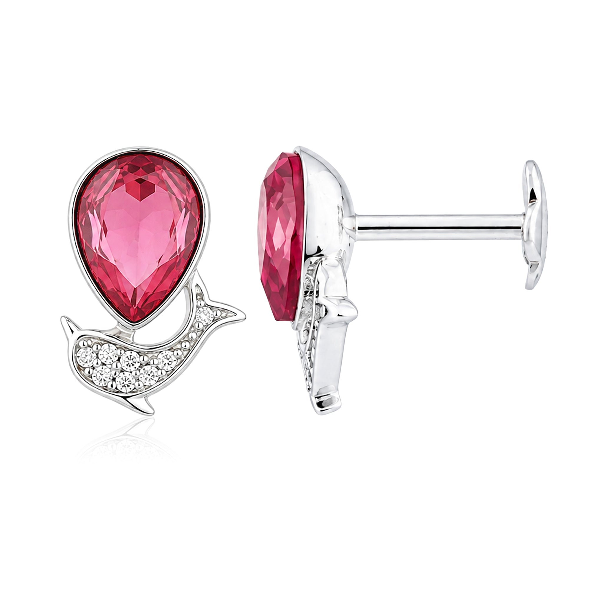 Dainty Ocean Sparkle Drop Dolphin 925 Sterling Silver Earrings for women