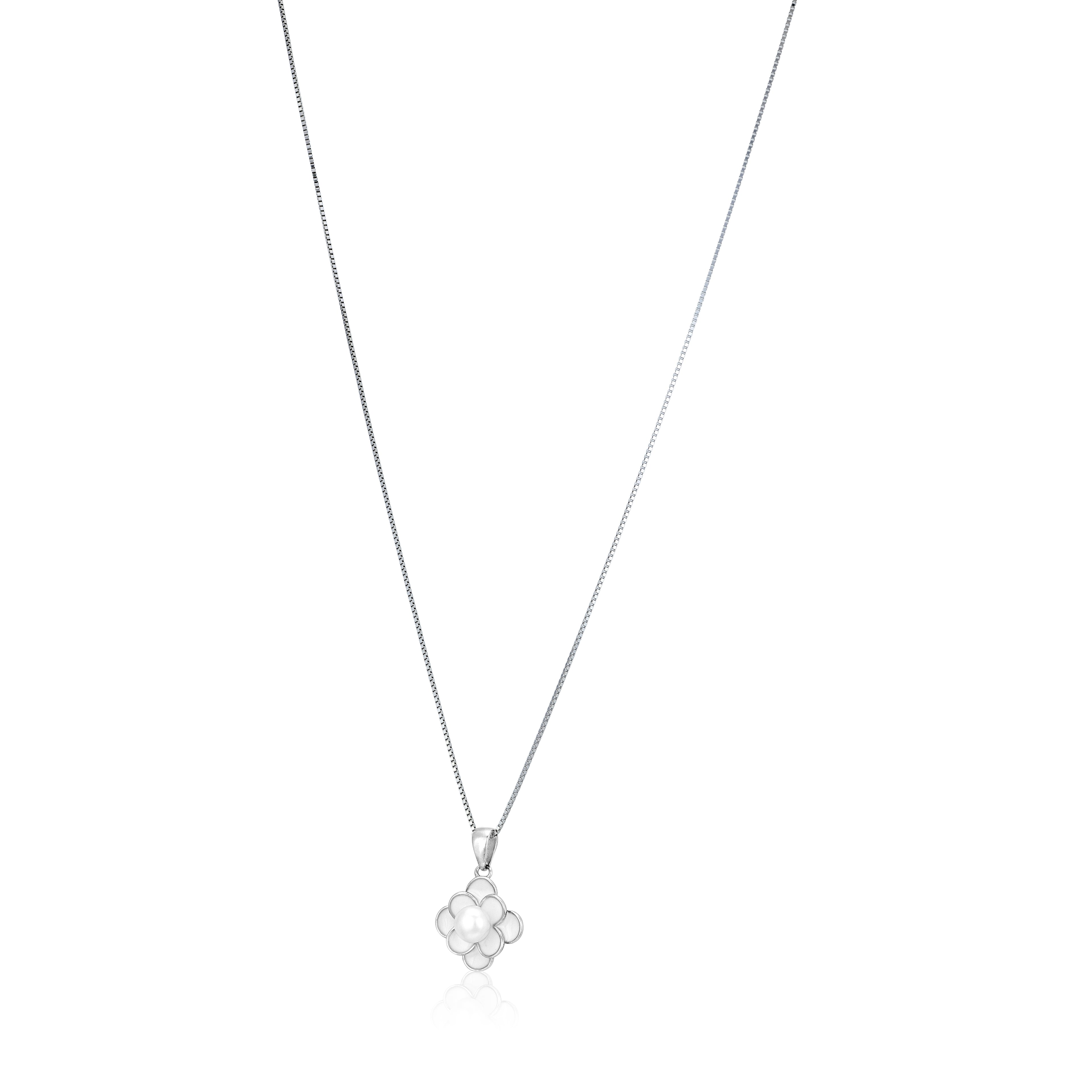 Pearl Blossom Flower Style 925 Sterling Silver Chain Pendant for Women