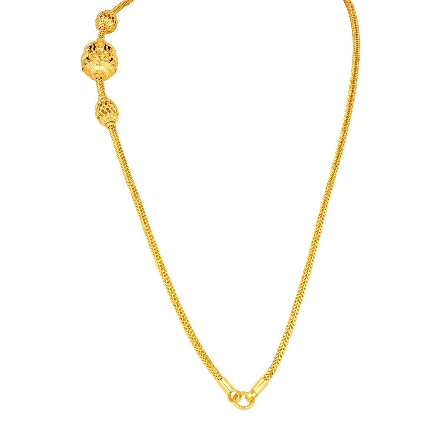 Golden Lakshmi Lotus Mugappu 925 Sterling Silver Thali Chain for Women