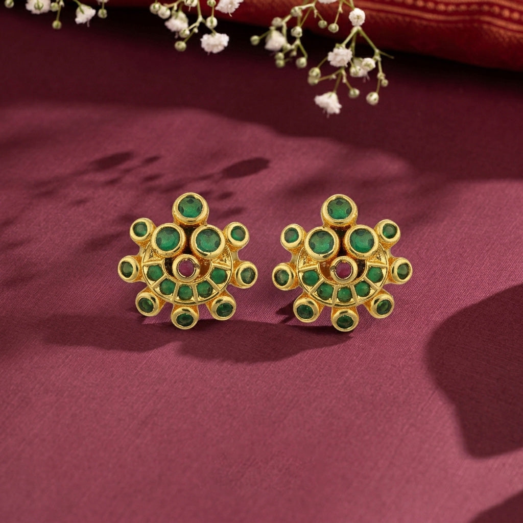 Regal Green Stone 925 Sterling Silver Stud for women